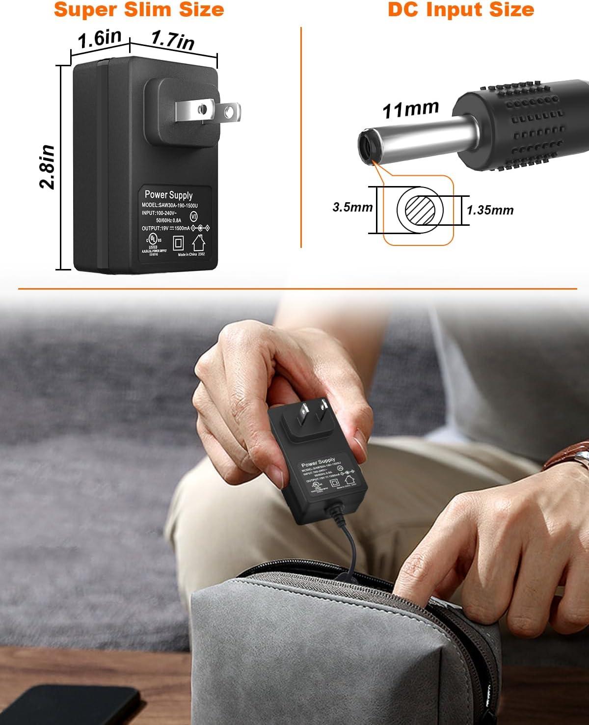 imageMARBERO 19V ACDC Adapter Power Cord Power Supply Plug Compatible with MARBERO M82 M82MAX M822 M822MAX M87 M88 M168 Portable Power Station Solar Generator Lithium Battery 15A Wall Adapter Charger