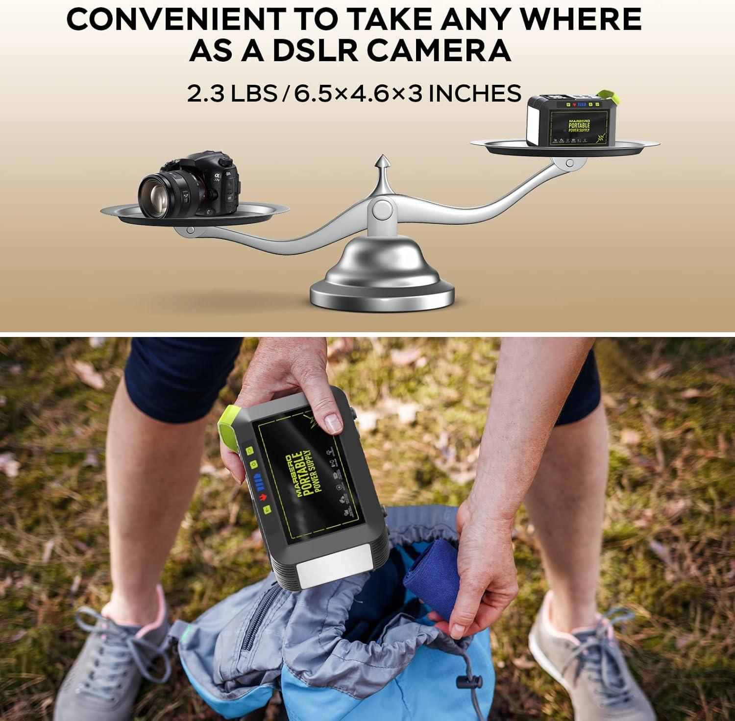imageMARBERO 200W Portable Power Station 148Wh Camping Solar Generator Laptop Power Bank with AC Outlet 110V DC USB QC30 LED Flashlights for CPAP Home Outdoor Trip Emergency BackupM82 88WH 80W