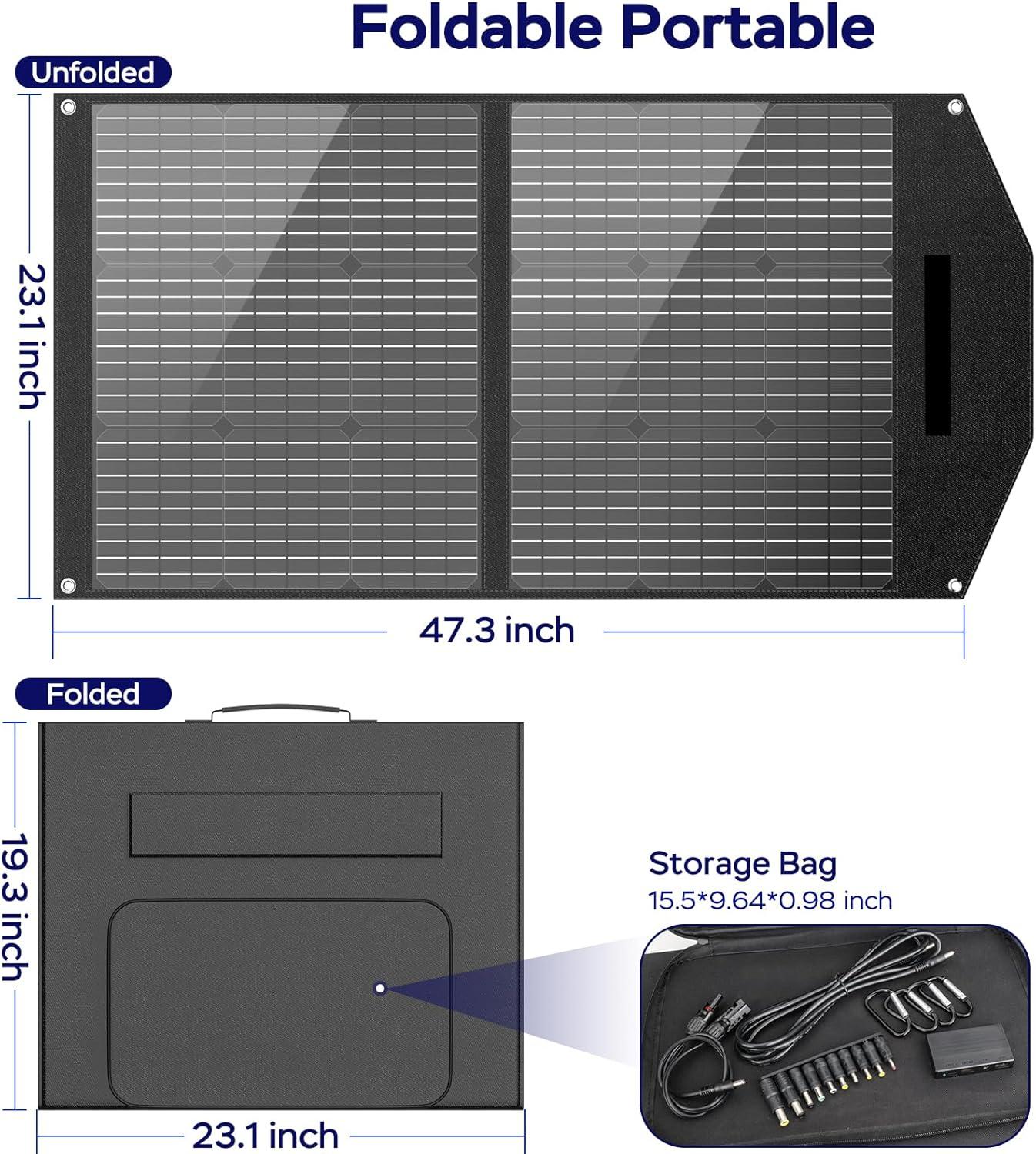 imageMARBERO 200W Portable Solar Panel for Power Station ampamp DC Devices 200 Watt Foldable Solar Charger ampgt23 High Efficiency IP68 Waterproof Compatible with Solar Generator for Camping RV Outdoor Cloudy100W 20 x 23 x 18