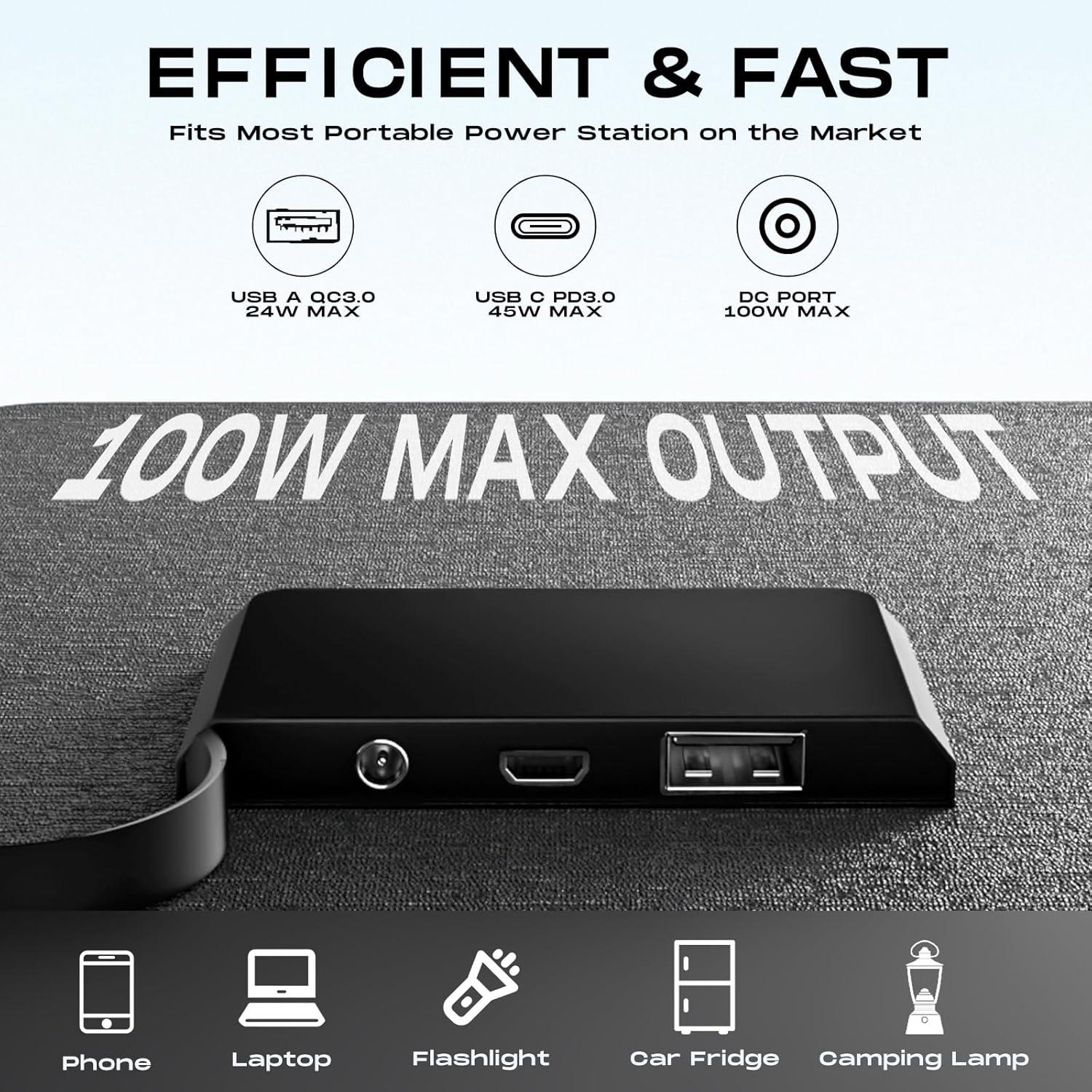 imageMARBERO 200W Portable Solar Panel for Power Station ampamp DC Devices 200 Watt Foldable Solar Charger ampgt23 High Efficiency IP68 Waterproof Compatible with Solar Generator for Camping RV Outdoor Cloudy100W 156 x 141 x 12 INCHES