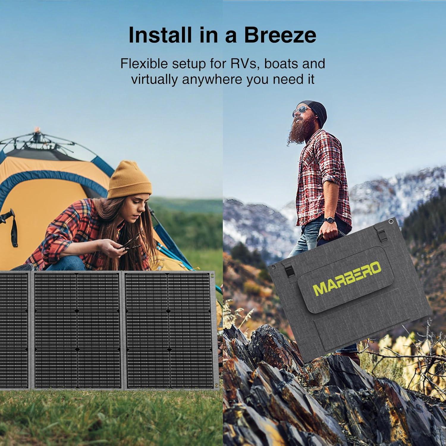 imageMARBERO 200W Portable Solar Panel for Power Station ampamp DC Devices 200 Watt Foldable Solar Charger ampgt23 High Efficiency IP68 Waterproof Compatible with Solar Generator for Camping RV Outdoor Cloudy200W 1723175 INCHES
