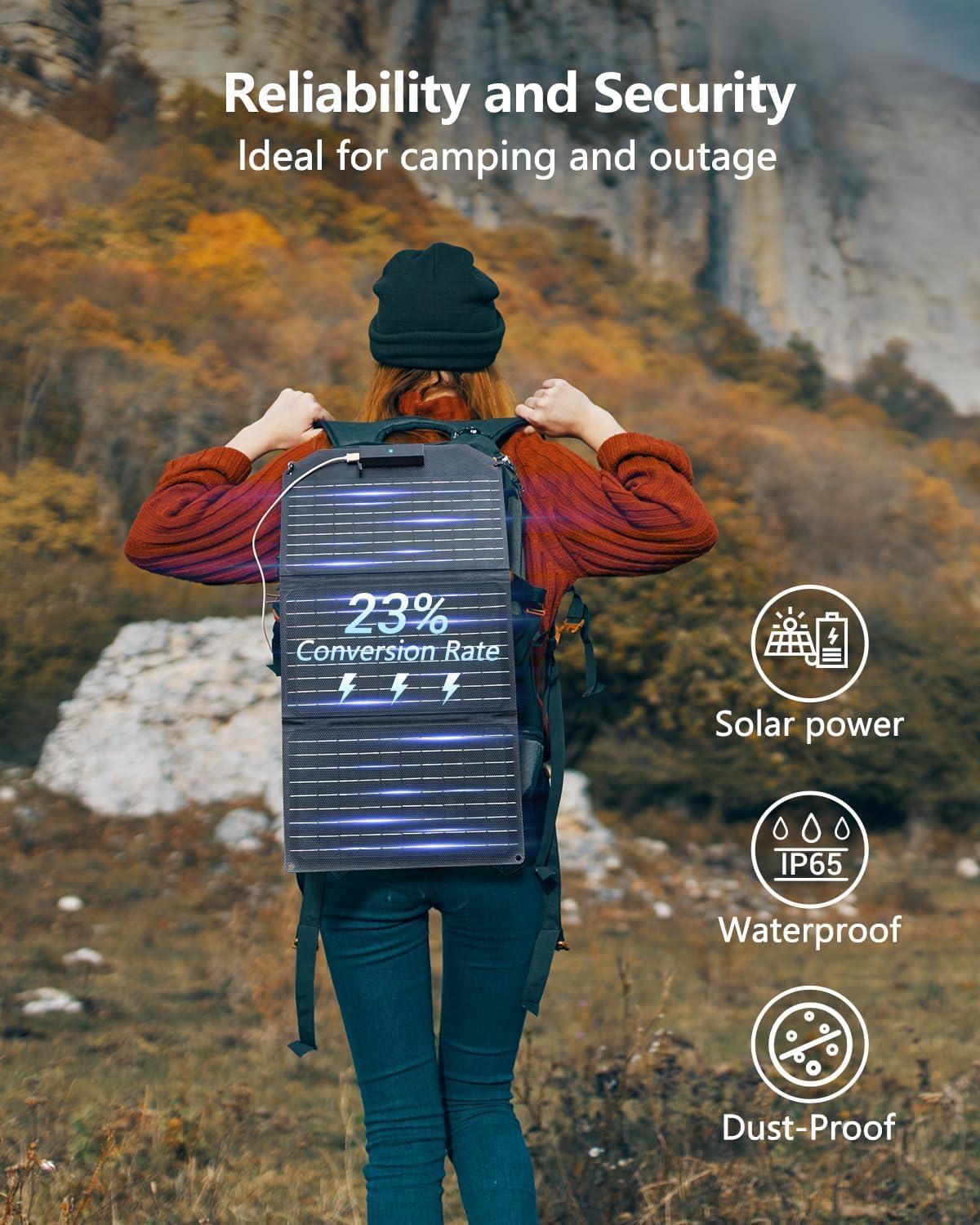 imageMARBERO 200W Portable Solar Panel for Power Station ampamp DC Devices 200 Watt Foldable Solar Charger ampgt23 High Efficiency IP68 Waterproof Compatible with Solar Generator for Camping RV Outdoor Cloudy30W 124 x 96 x 08 INCHES