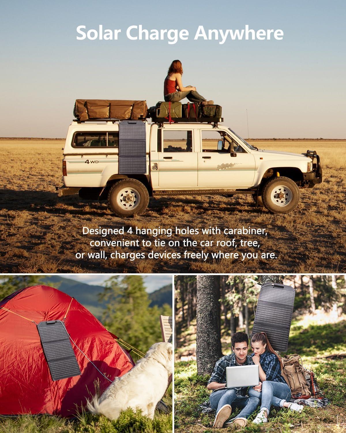 imageMARBERO 200W Portable Solar Panel for Power Station ampamp DC Devices 200 Watt Foldable Solar Charger ampgt23 High Efficiency IP68 Waterproof Compatible with Solar Generator for Camping RV Outdoor Cloudy30W 124 x 96 x 08 INCHES