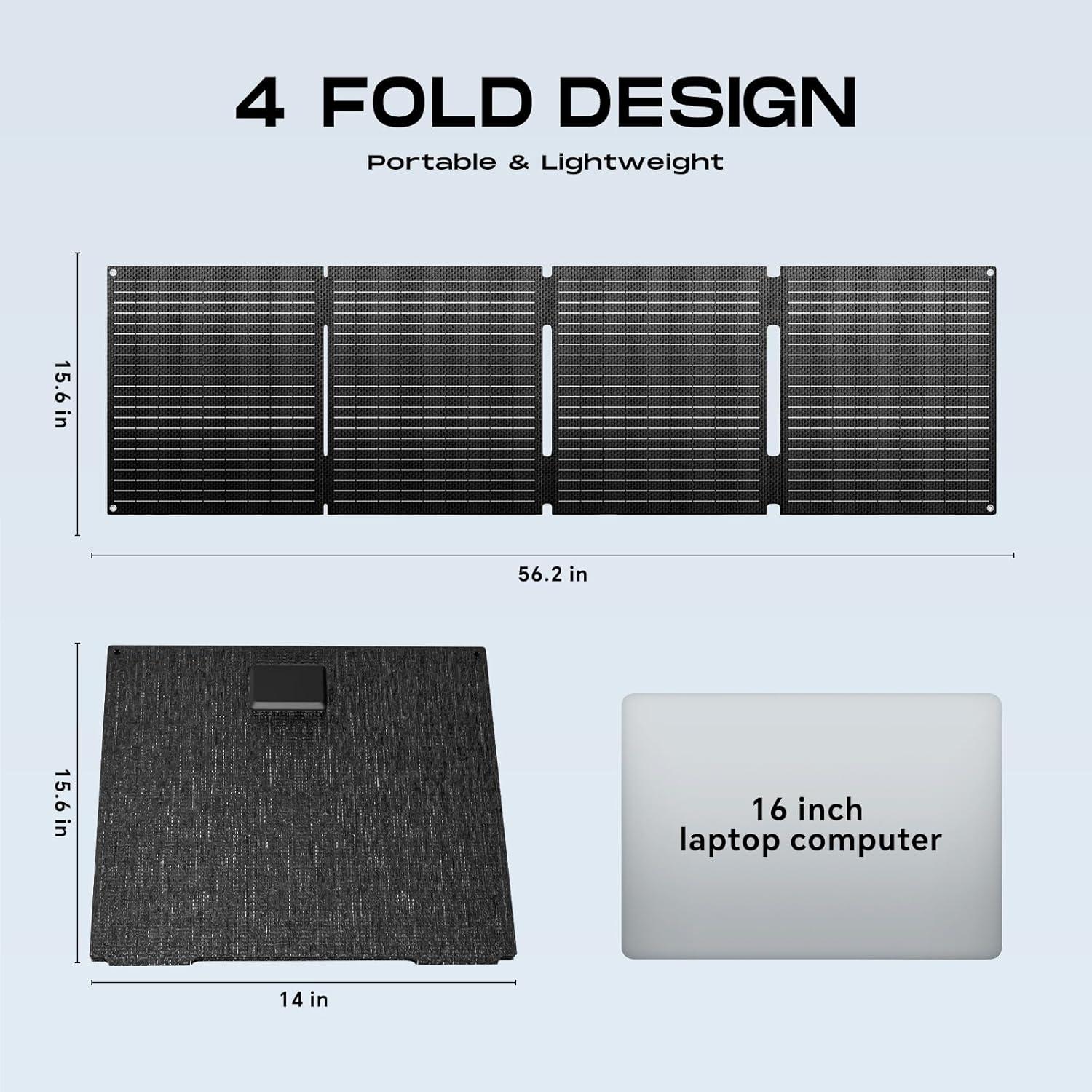 imageMARBERO 200W Portable Solar Panel for Power Station ampamp DC Devices 200 Watt Foldable Solar Charger ampgt23 High Efficiency IP68 Waterproof Compatible with Solar Generator for Camping RV Outdoor Cloudy100W 156 x 141 x 12 INCHES