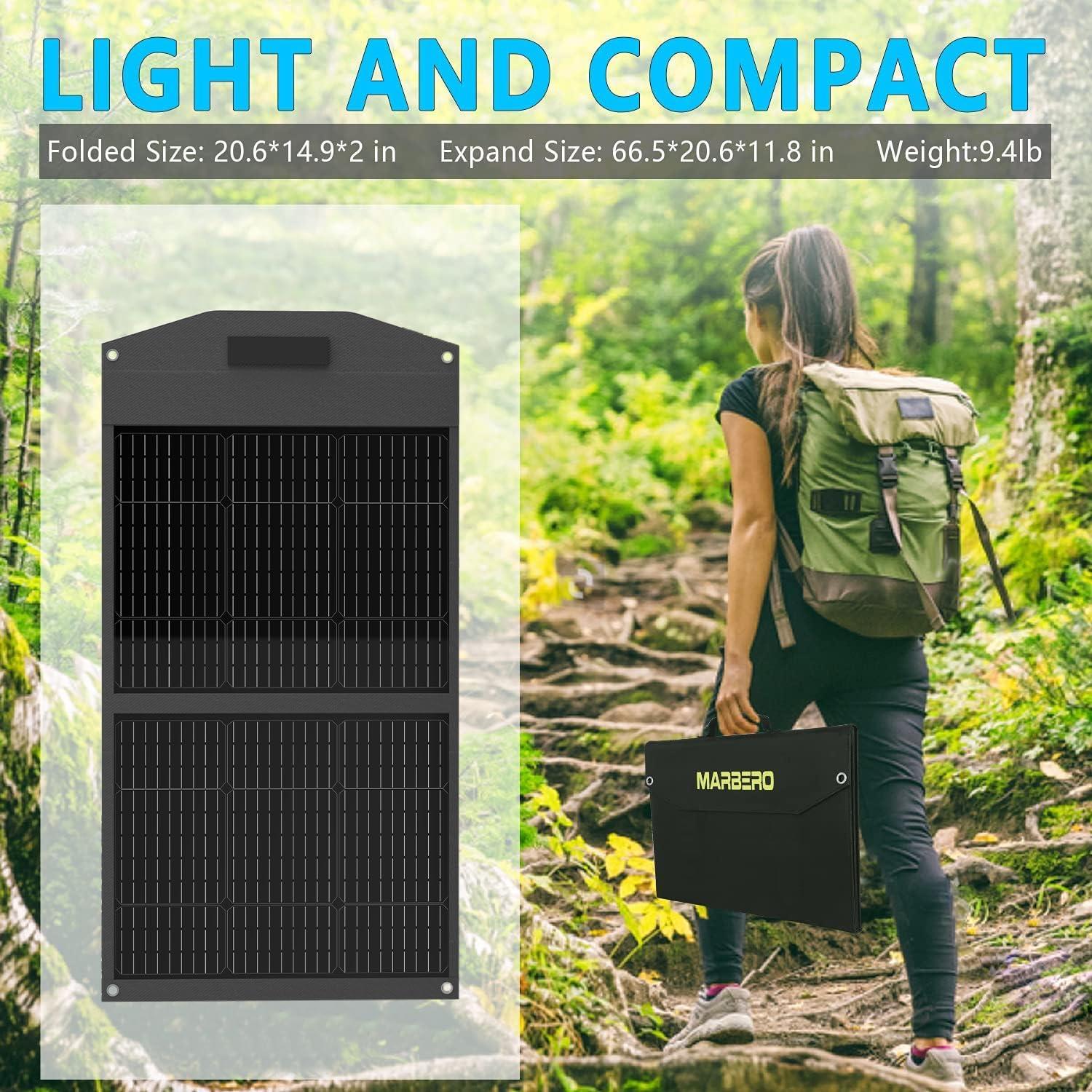 imageMARBERO 21W Portable Solar Panel Foldable Solar Panel Charger IP65 Waterproof Solar Panels 23 High Efficiency Fast Charger USB Ports ampamp DC 18V Output for Camping Outdoor Travel Emergency Cloudy100W 20 x 23 x 18