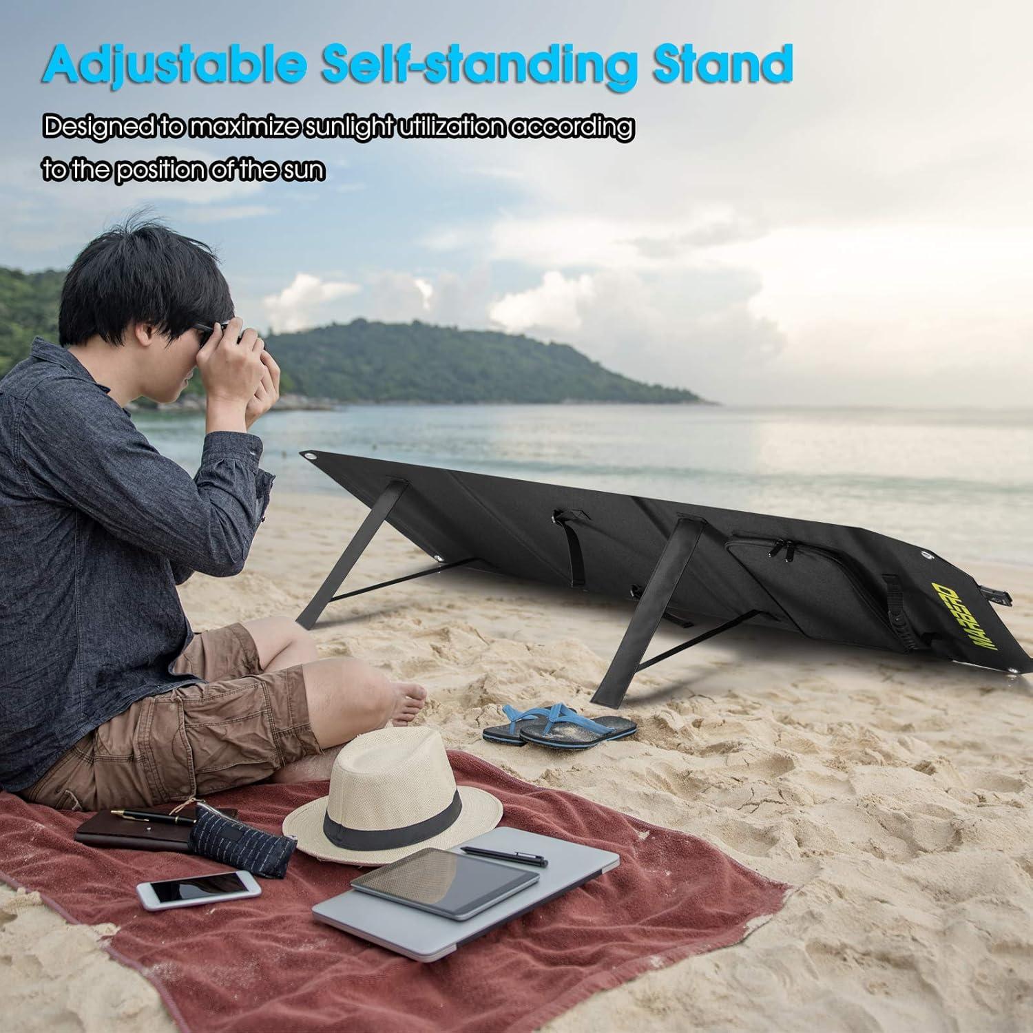 imageMARBERO 21W Portable Solar Panel Foldable Solar Panel Charger IP65 Waterproof Solar Panels 23 High Efficiency Fast Charger USB Ports ampamp DC 18V Output for Camping Outdoor Travel Emergency Cloudy60W 16  14  17