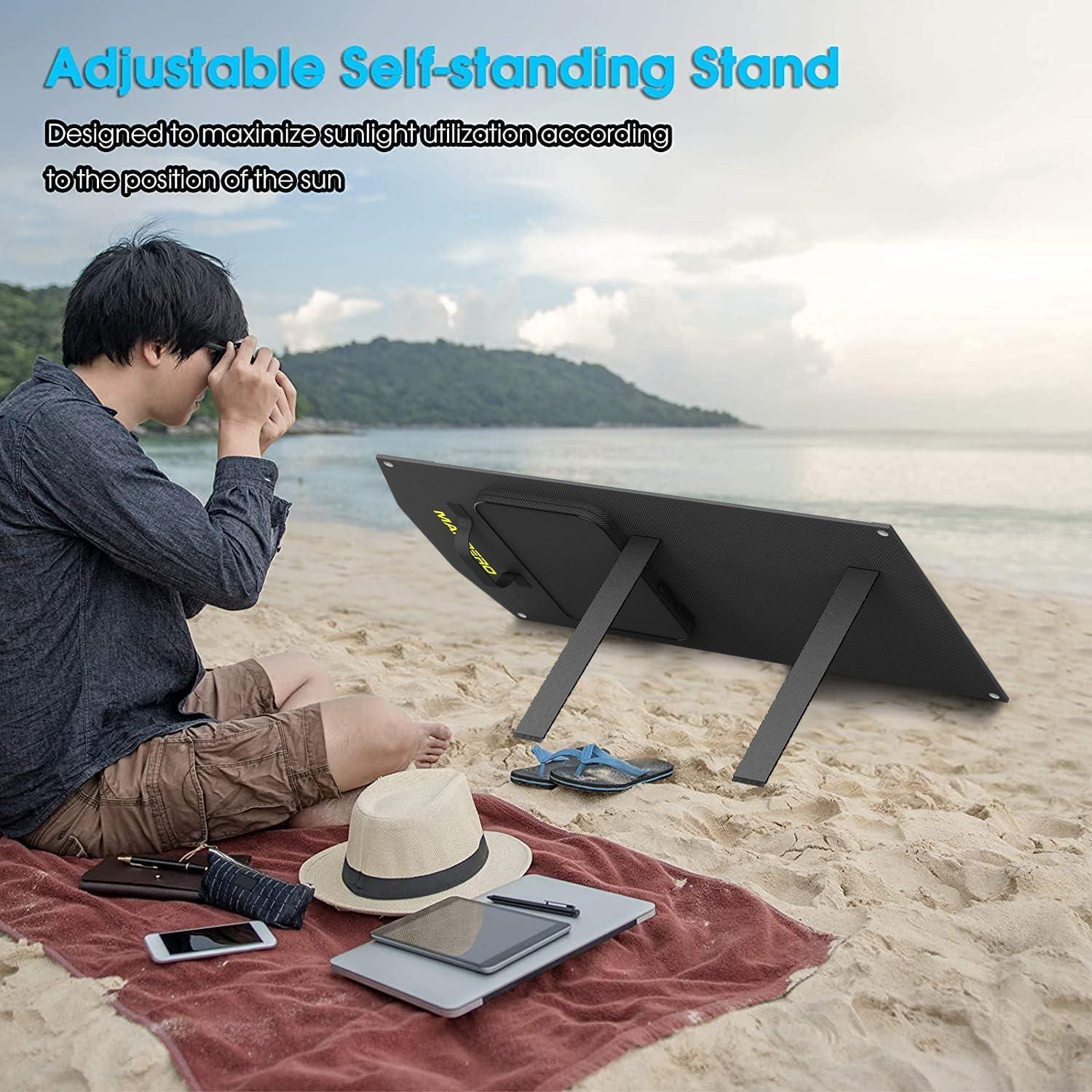 imageMARBERO 21W Portable Solar Panel Foldable Solar Panel Charger IP65 Waterproof Solar Panels 23 High Efficiency Fast Charger USB Ports ampamp DC 18V Output for Camping Outdoor Travel Emergency Cloudy100W 20 x 23 x 18