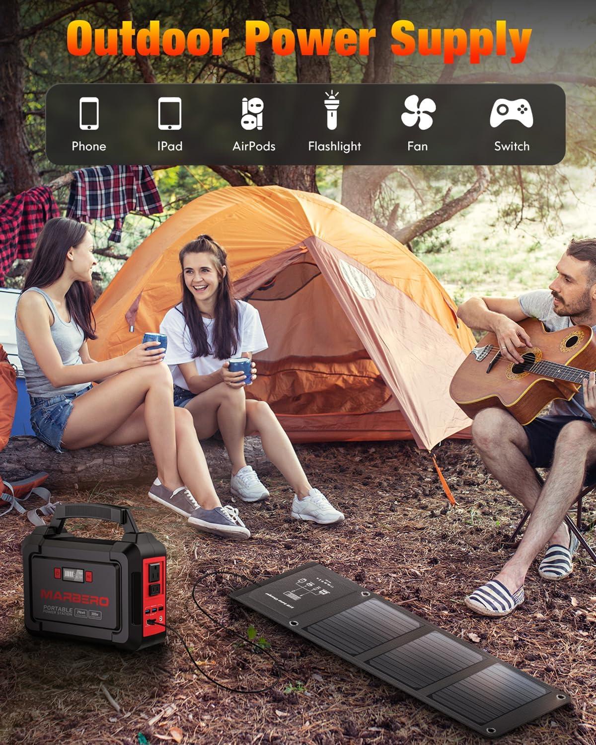 imageMARBERO 21W Portable Solar Panel Foldable Solar Panel Charger IP65 Waterproof Solar Panels 23 High Efficiency Fast Charger USB Ports ampamp DC 18V Output for Camping Outdoor Travel Emergency Cloudy21W 11 x 6 x 13