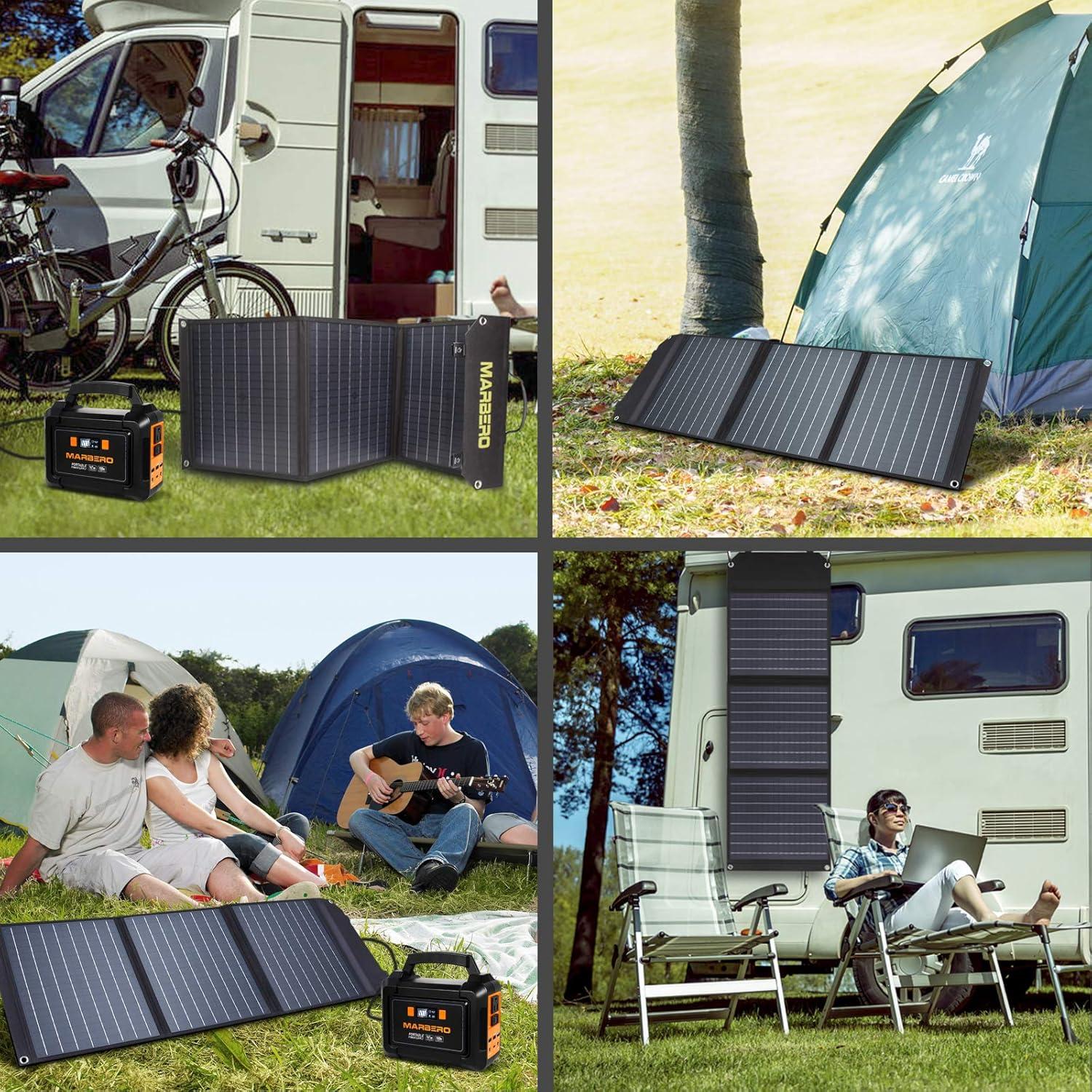 imageMARBERO 21W Portable Solar Panel Foldable Solar Panel Charger IP65 Waterproof Solar Panels 23 High Efficiency Fast Charger USB Ports ampamp DC 18V Output for Camping Outdoor Travel Emergency Cloudy60W 16  14  17