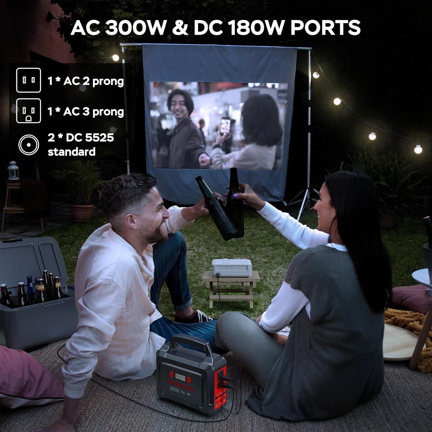 imageMARBERO 296Wh Portable Power Station with Solar Panel 60W Included Solar Generator with AC Outlets 300W Pure Sine Wave with Foldable Panel Set Power Bank for Camping Outdoor RV Home Emergency