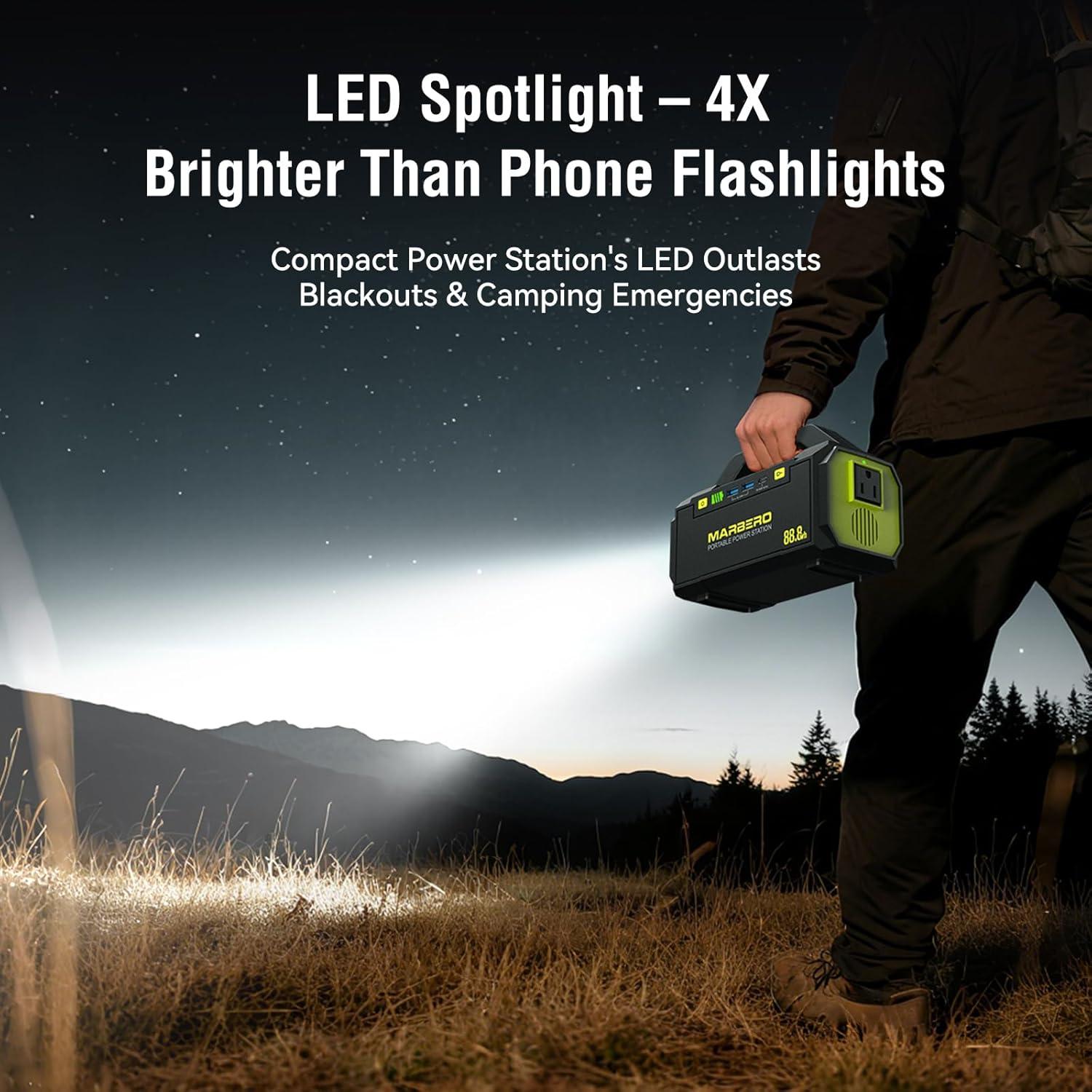 imageMARBERO PL60 Portable Power Station 888Wh with AC Outlet  227lb UltraLight Power Bank Fast Charging USBC 60W PD Builtin LED Flashlight for Backpacking ampamp EmergencyPL60AAC88Wh