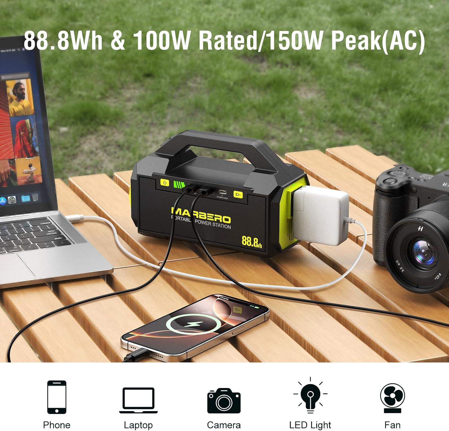 imageMARBERO PL60 Portable Power Station 888Wh with AC Outlet  227lb UltraLight Power Bank Fast Charging USBC 60W PD Builtin LED Flashlight for Backpacking ampamp EmergencyPL60AAC88Wh