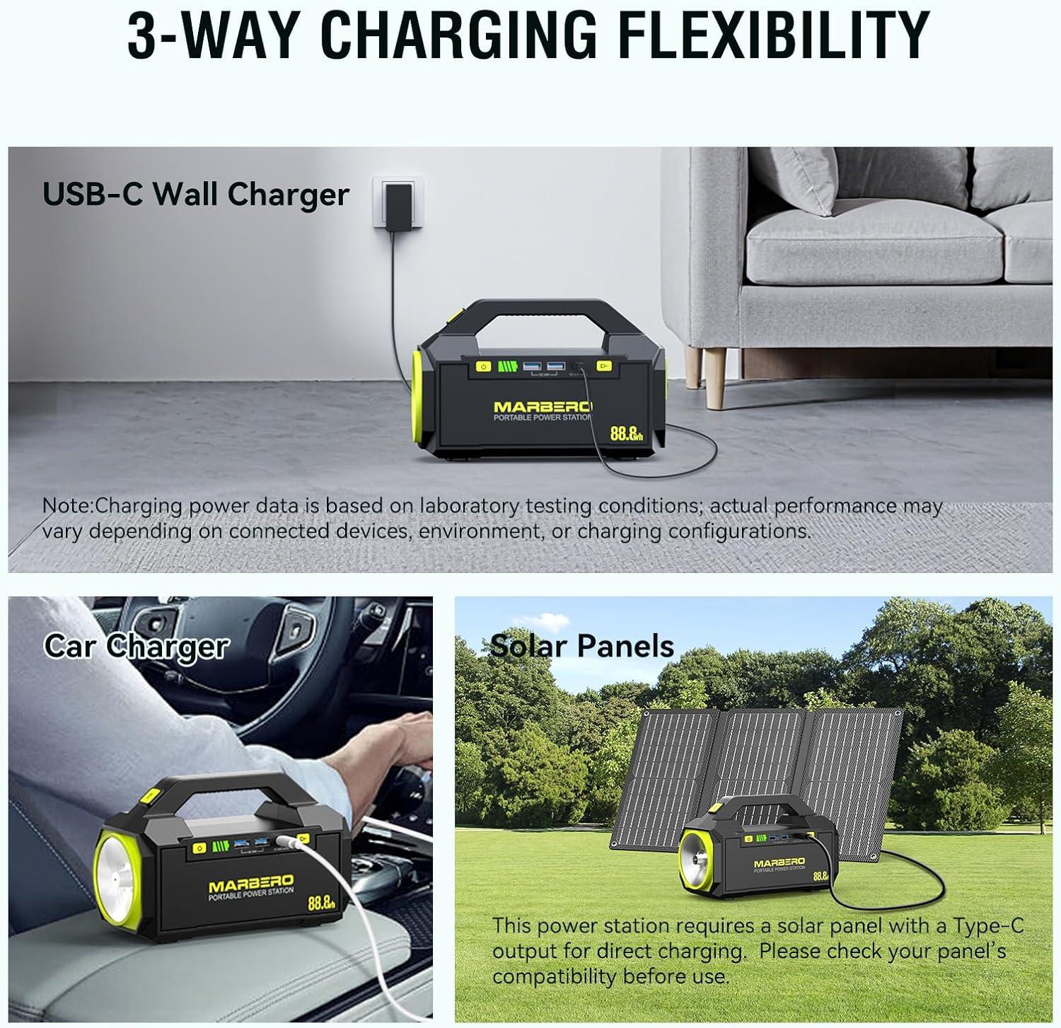 imageMARBERO PL60 Portable Power Station 888Wh with AC Outlet  227lb UltraLight Power Bank Fast Charging USBC 60W PD Builtin LED Flashlight for Backpacking ampamp EmergencyPL60AAC88Wh