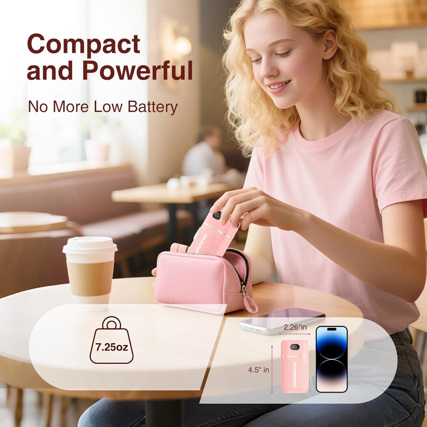 imageMARBERO Portable Charger 10000mAh Mini Power Bank USB C inampampout Fast Charging Battery Pack Compact External Phone Powerbank Compatible with iPhone 16 15 14 13 12 Samsung S22 S21 Google AirPods iPad etcPink