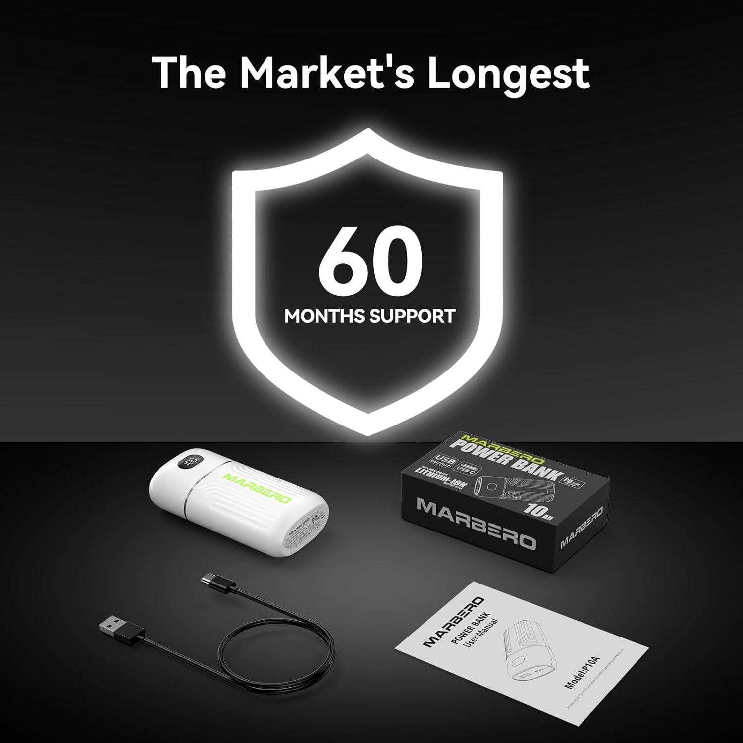 imageMARBERO Portable Charger 10000mAh Mini Power Bank USB C inampampout Fast Charging Battery Pack Compact External Phone Powerbank Compatible with iPhone 16 15 14 13 12 Samsung S22 S21 Google AirPods iPad etcWhite