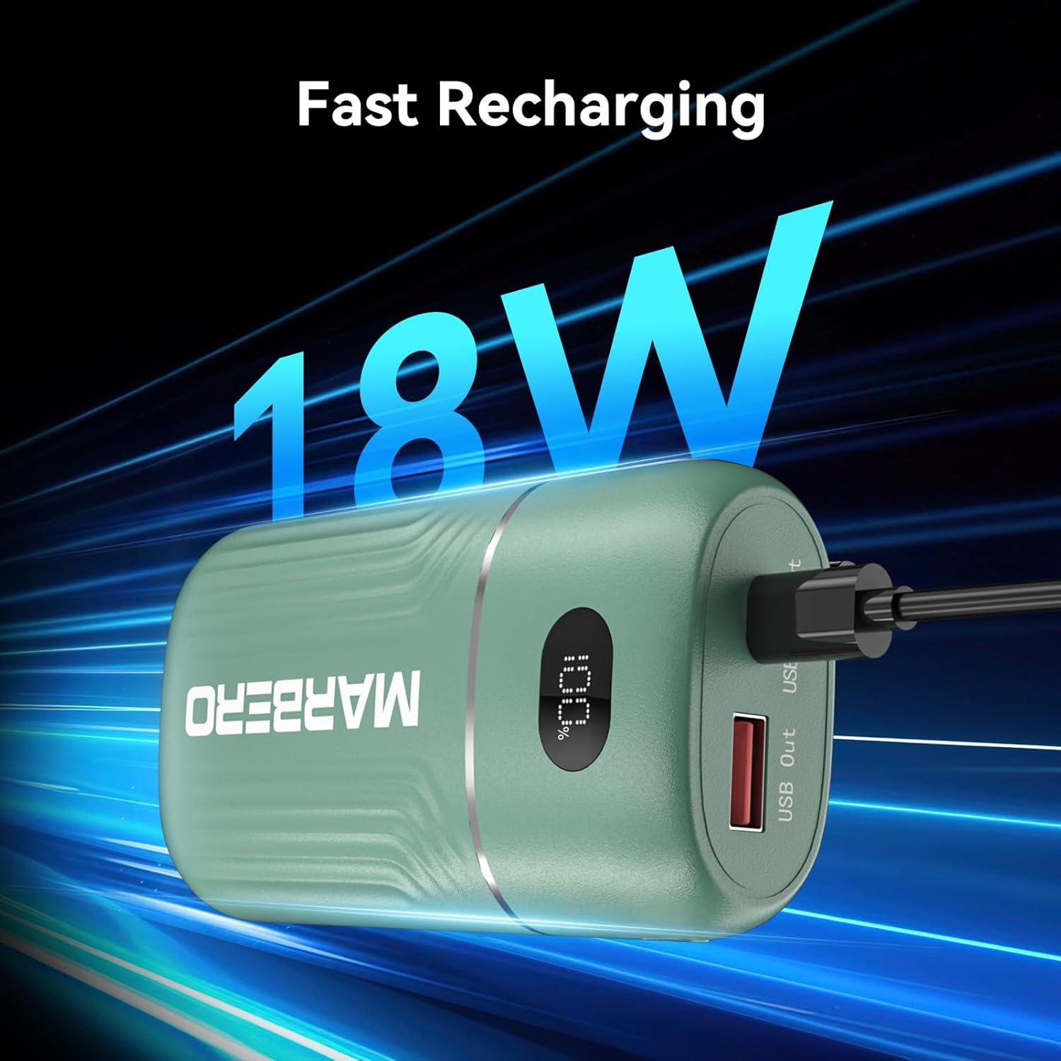 imageMARBERO Portable Charger 10000mAh Mini Power Bank USB C inampampout Fast Charging Battery Pack Compact External Phone Powerbank Compatible with iPhone 16 15 14 13 12 Samsung S22 S21 Google AirPods iPad etcGreen