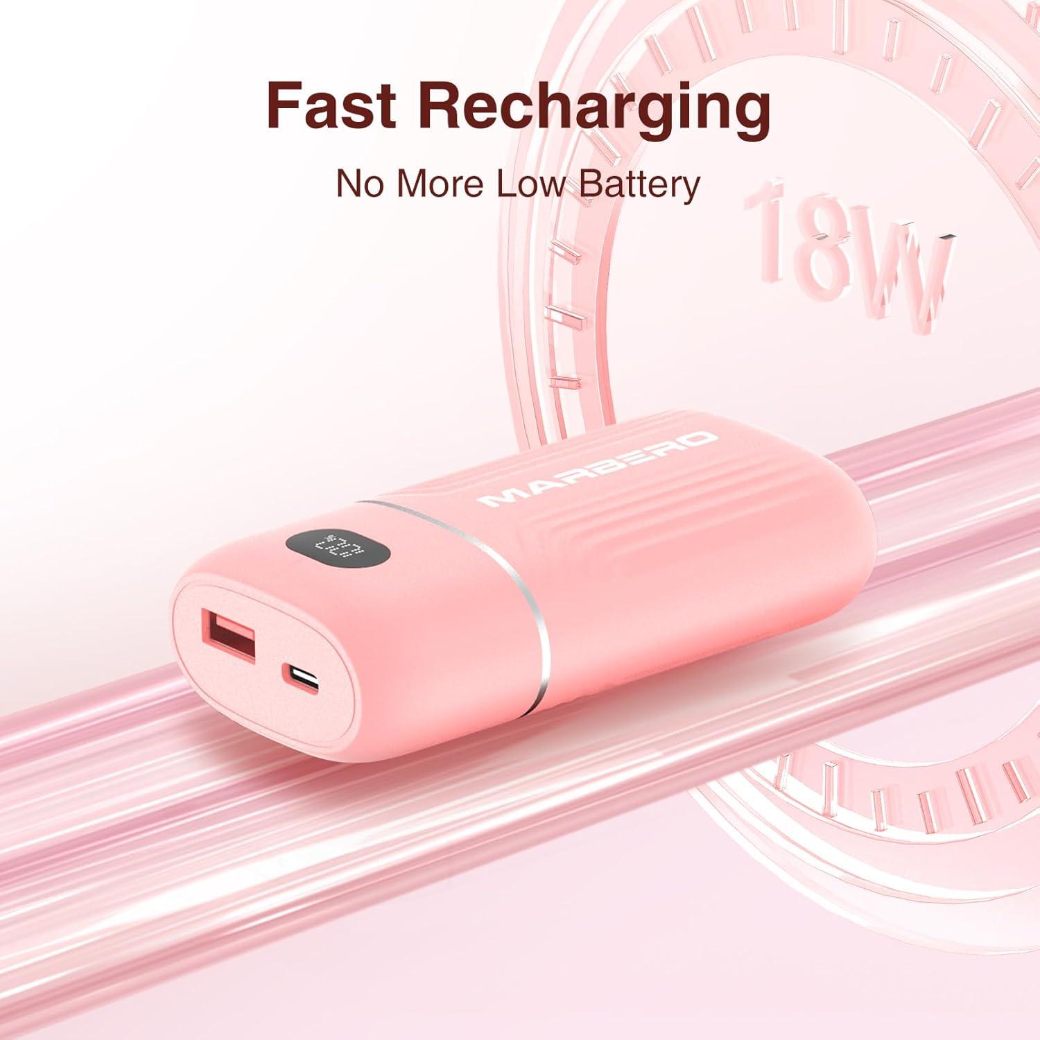 imageMARBERO Portable Charger 10000mAh Mini Power Bank USB C inampampout Fast Charging Battery Pack Compact External Phone Powerbank Compatible with iPhone 16 15 14 13 12 Samsung S22 S21 Google AirPods iPad etcPink