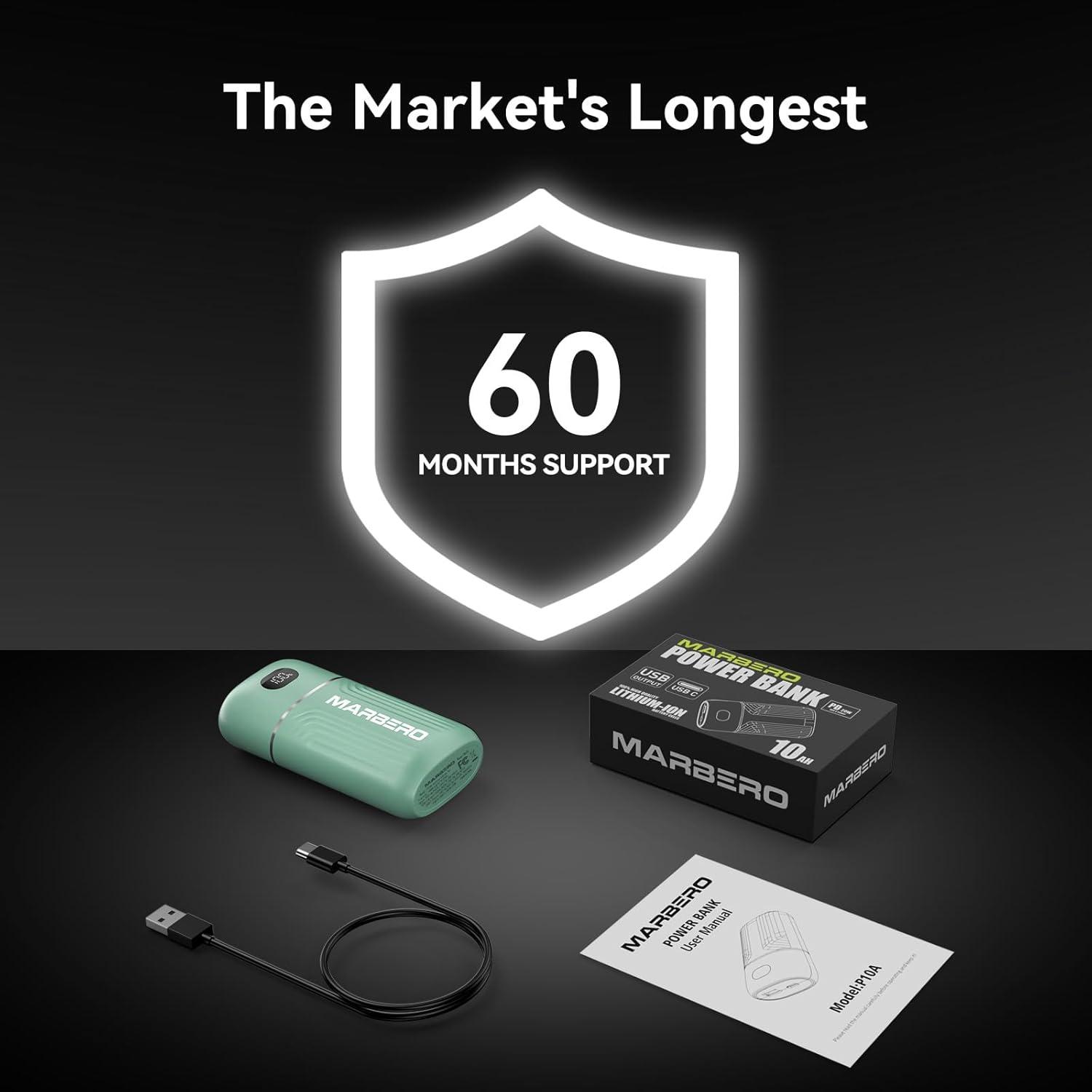 imageMARBERO Portable Charger 10000mAh Mini Power Bank USB C inampampout Fast Charging Battery Pack Compact External Phone Powerbank Compatible with iPhone 16 15 14 13 12 Samsung S22 S21 Google AirPods iPad etcGreen