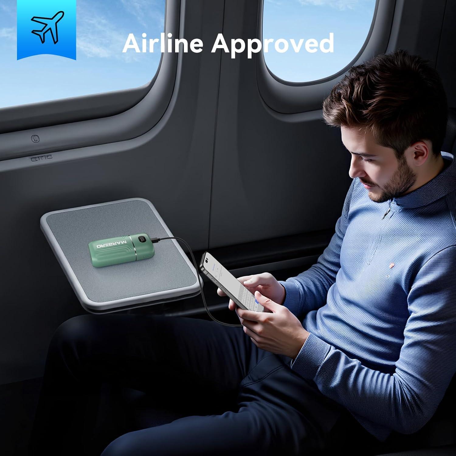 imageMARBERO Portable Charger 10000mAh Mini Power Bank USB C inampampout Fast Charging Battery Pack Compact External Phone Powerbank Compatible with iPhone 16 15 14 13 12 Samsung S22 S21 Google AirPods iPad etcGreen
