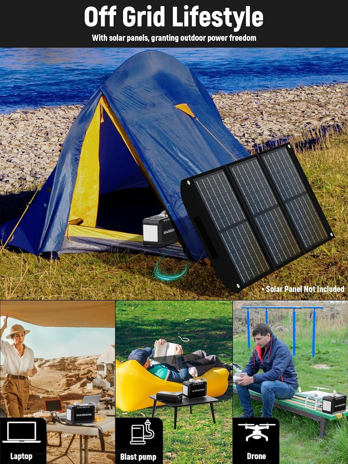 imageMARBERO Portable Power Bank with AC Outlet Peak 120W110V Portable Laptop Battery Bank 24000mAh Charger Power Supply with AC Outlet Power Station for Outdoor Camping Home Office Hurricane EmergencyM823S 237Wh 300W