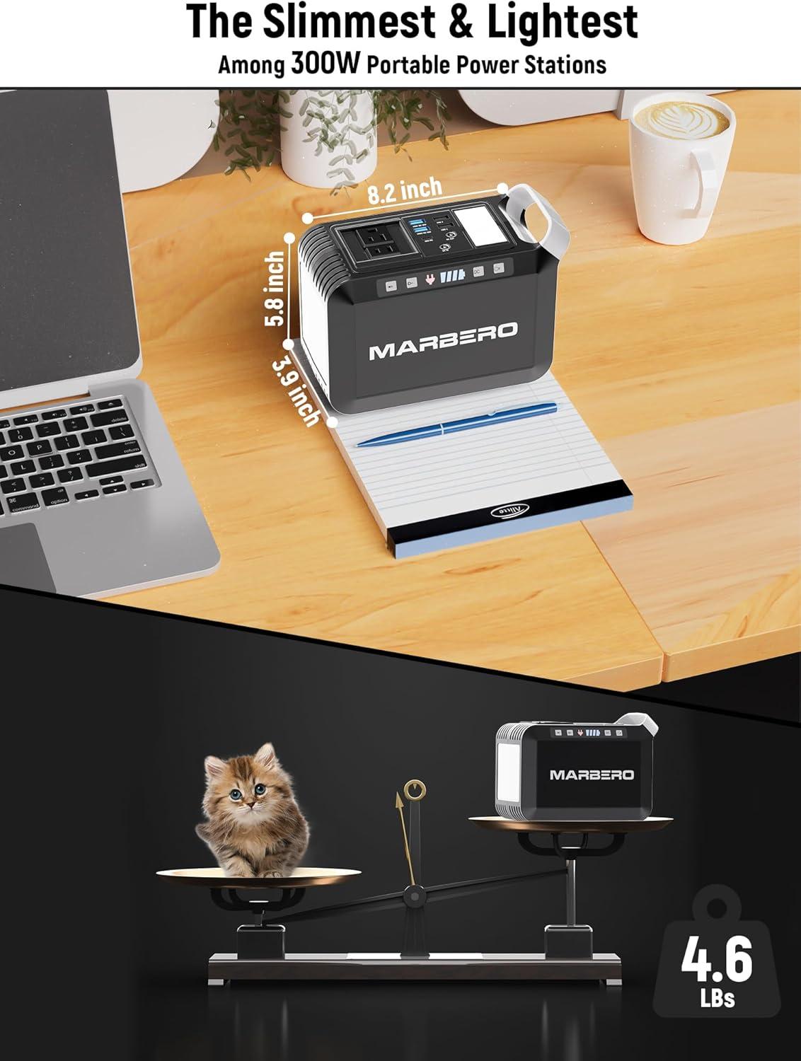 imageMARBERO Portable Power Bank with AC Outlet Peak 120W110V Portable Laptop Battery Bank 24000mAh Charger Power Supply with AC Outlet Power Station for Outdoor Camping Home Office Hurricane EmergencyM823S 237Wh 300W