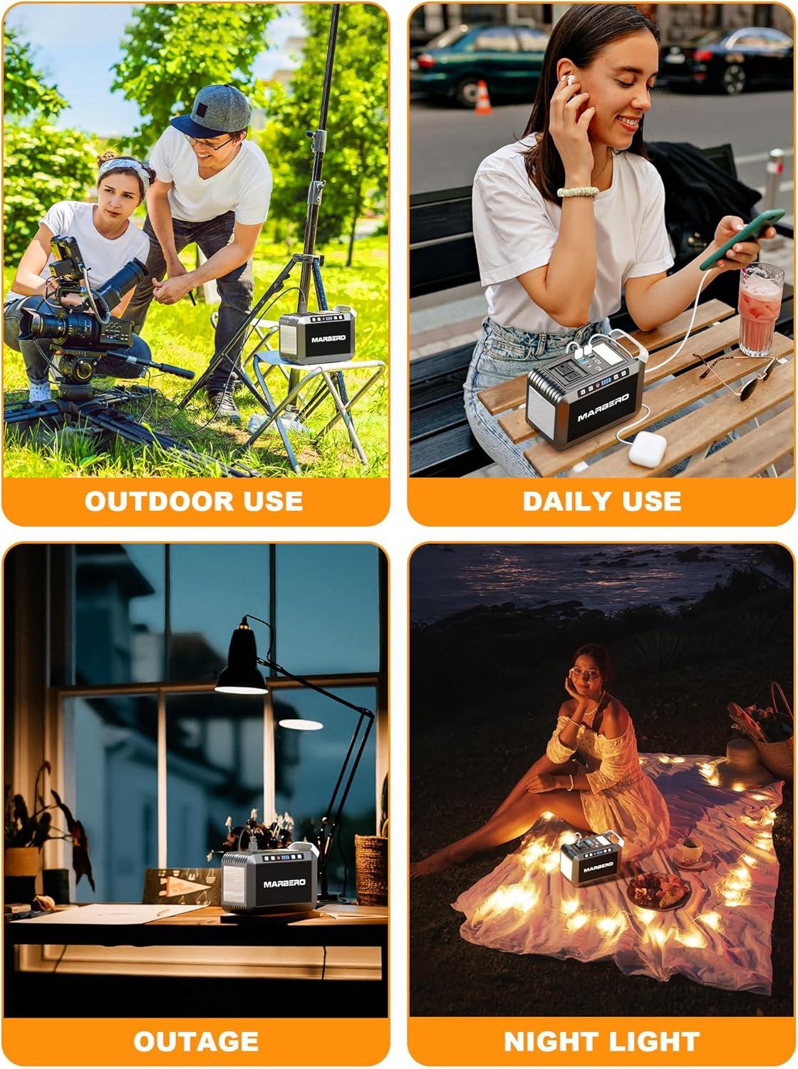 imageMARBERO Portable Power Bank with AC Outlet Peak 120W110V Portable Laptop Battery Bank 24000mAh Charger Power Supply with AC Outlet Power Station for Outdoor Camping Home Office Hurricane EmergencyM822S200W40000mAh