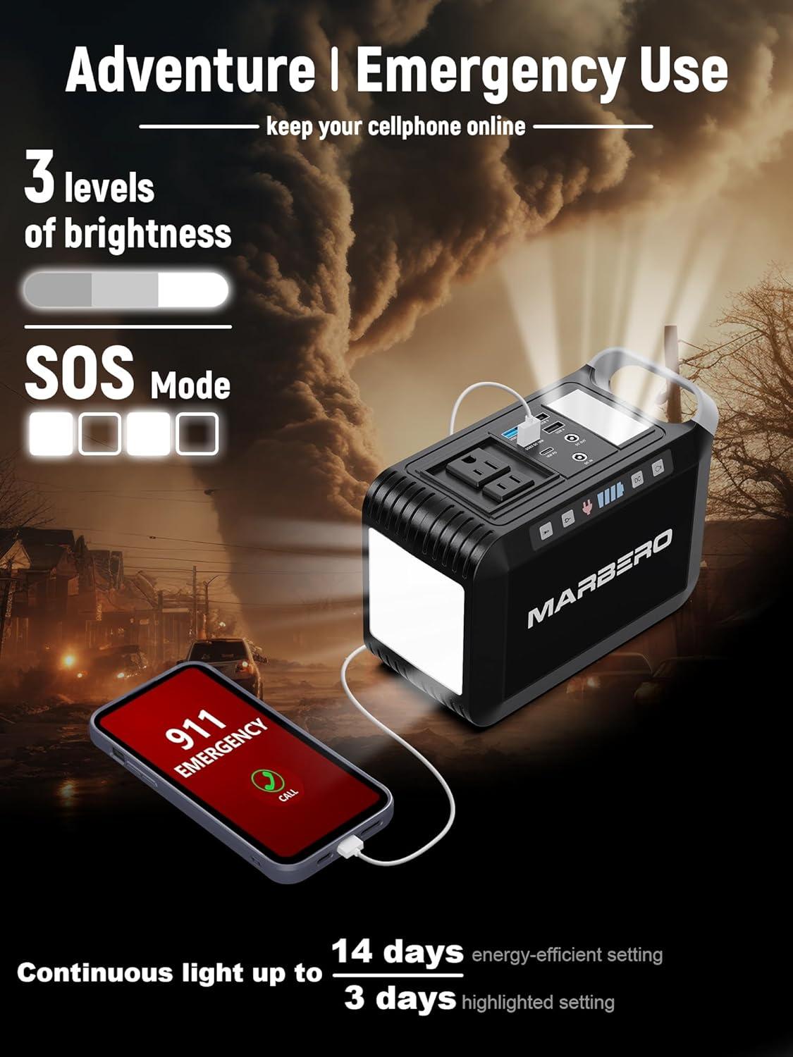 imageMARBERO Portable Power Bank with AC Outlet Peak 120W110V Portable Laptop Battery Bank 24000mAh Charger Power Supply with AC Outlet Power Station for Outdoor Camping Home Office Hurricane EmergencyM823S 237Wh 300W