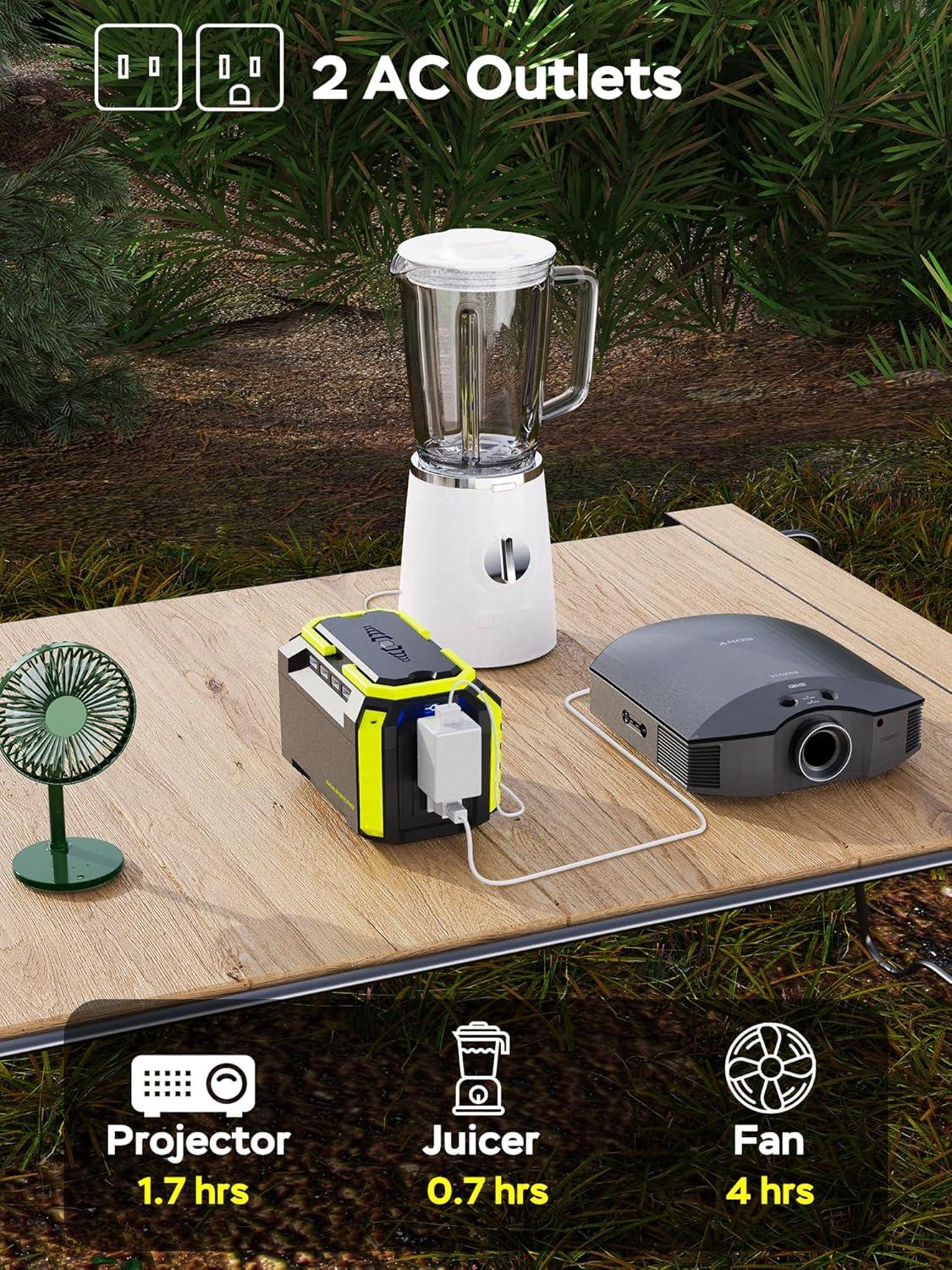 imageMARBERO Portable Power Station 150Wh Camping Solar Generator Laptop Charger Power Bank with AC Outlet 110V 150W Peak with 4USB 4DC Ports LED Flashlights for CPAP Home Camping Hurricane EmergencyM270 150WH 100W