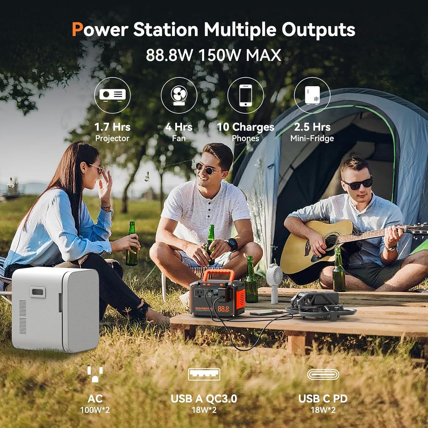imageMARBERO Portable Power Station 240Wh 350W Peak Camping Portable Power Bank with AC Outlet 110V3USB A 2USB C 2AC2DC Solar Generator for Outdoor Travel Home Emergency HurricaneSolar GeneratorM138SL30 WITH CONNECTOR