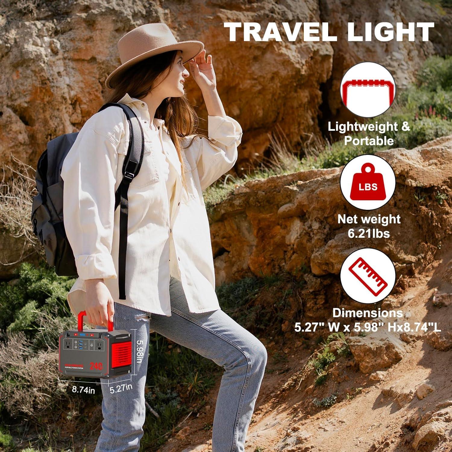 imageMARBERO Portable Power Station 240Wh 350W Peak Camping Portable Power Bank with AC Outlet 110V3USB A 2USB C 2AC2DC Solar Generator for Outdoor Travel Home Emergency HurricaneM638237Wh300W