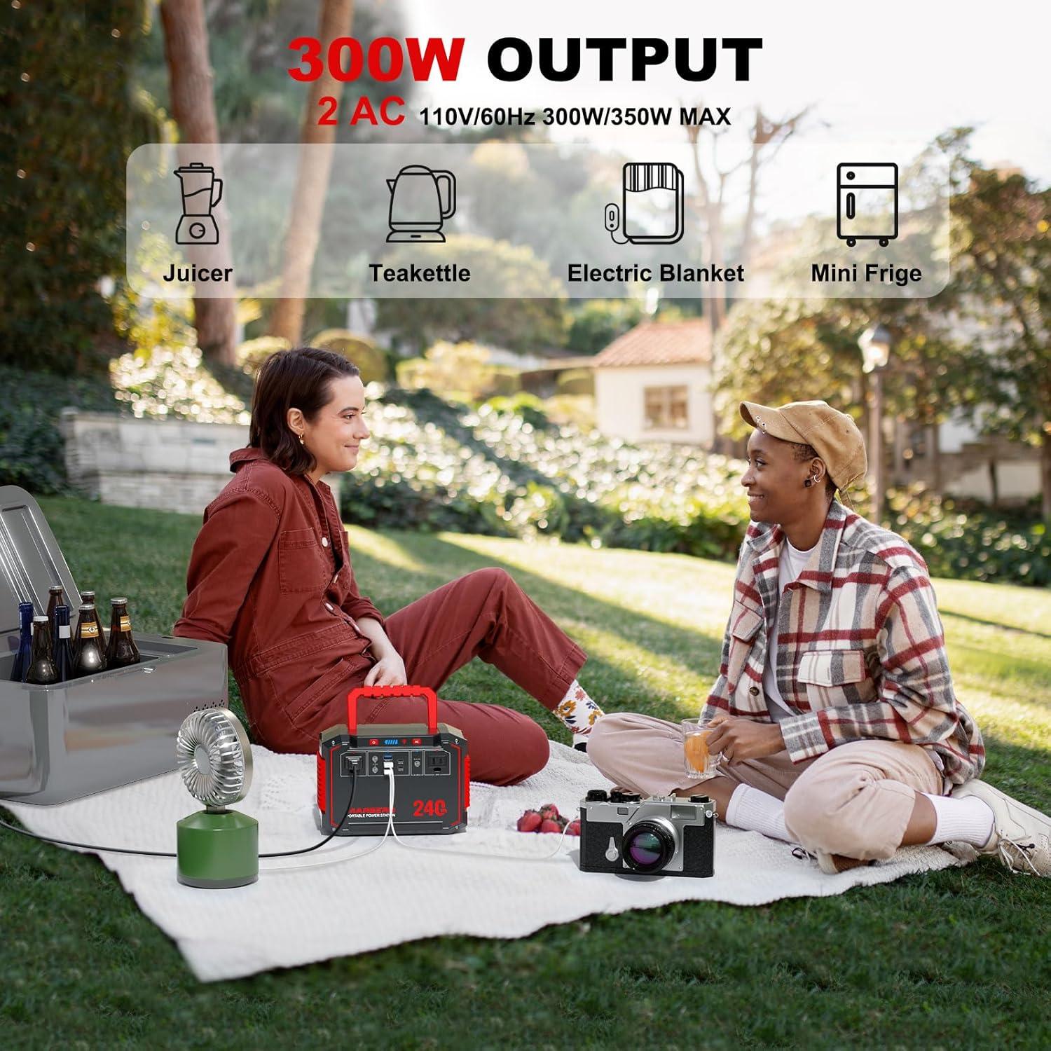 imageMARBERO Portable Power Station 240Wh 350W Peak Camping Portable Power Bank with AC Outlet 110V3USB A 2USB C 2AC2DC Solar Generator for Outdoor Travel Home Emergency HurricaneM638237Wh300W