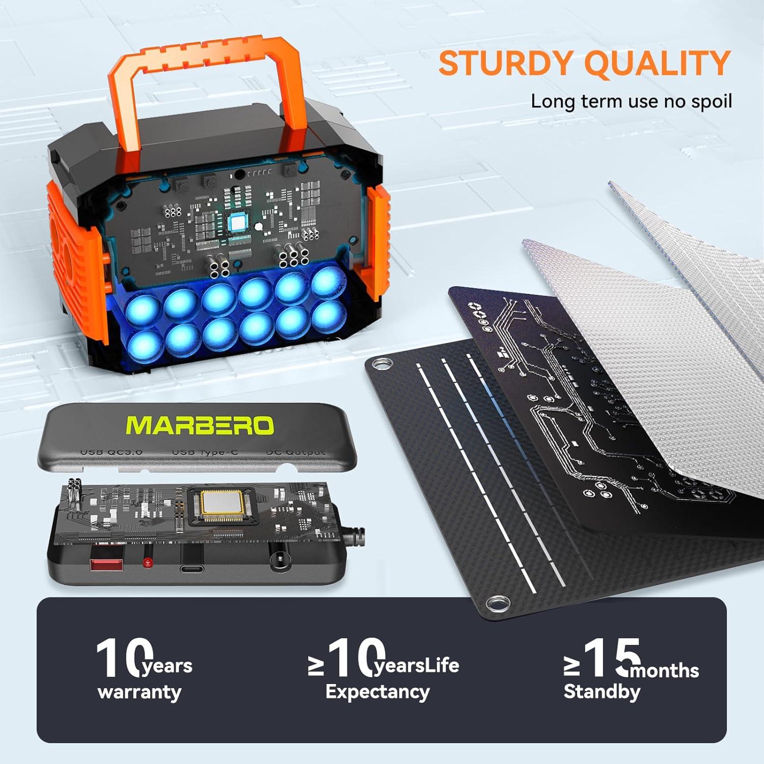 imageMARBERO Portable Power Station 240Wh 350W Peak Camping Portable Power Bank with AC Outlet 110V3USB A 2USB C 2AC2DC Solar Generator for Outdoor Travel Home Emergency HurricaneSolar GeneratorM138SL30 WITH CONNECTOR