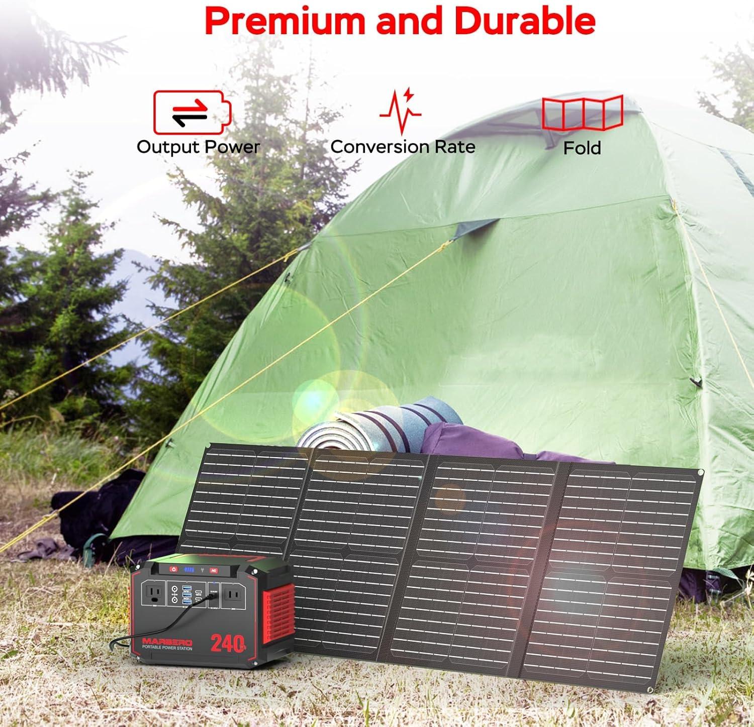 imageMARBERO Portable Power Station 240Wh 350W Peak Camping Portable Power Bank with AC Outlet 110V3USB A 2USB C 2AC2DC Solar Generator for Outdoor Travel Home Emergency HurricaneSolar GeneratorM638SL60