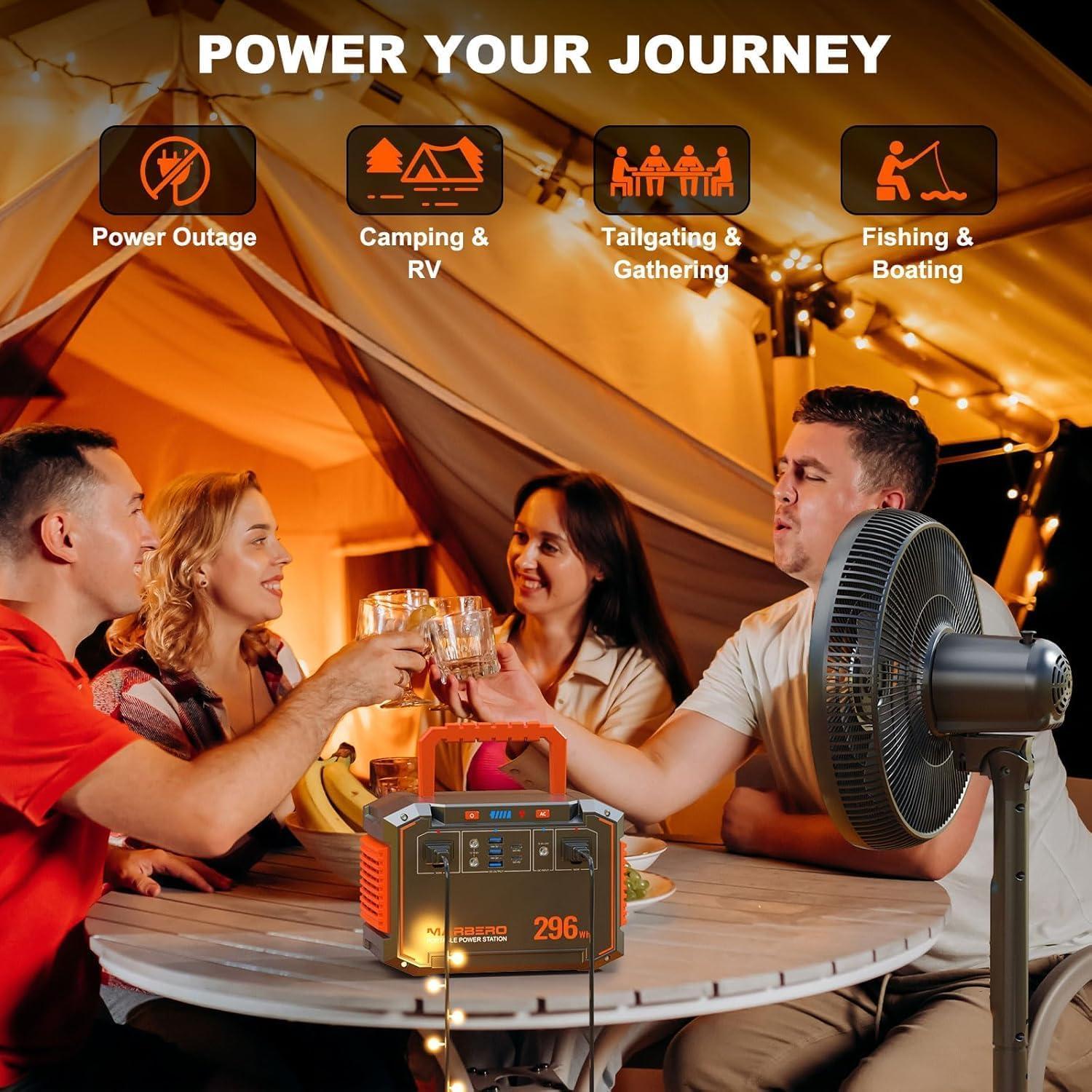 imageMARBERO Portable Power Station 240Wh 350W Peak Camping Portable Power Bank with AC Outlet 110V3USB A 2USB C 2AC2DC Solar Generator for Outdoor Travel Home Emergency HurricaneSolar GeneratorM638SL60 Max