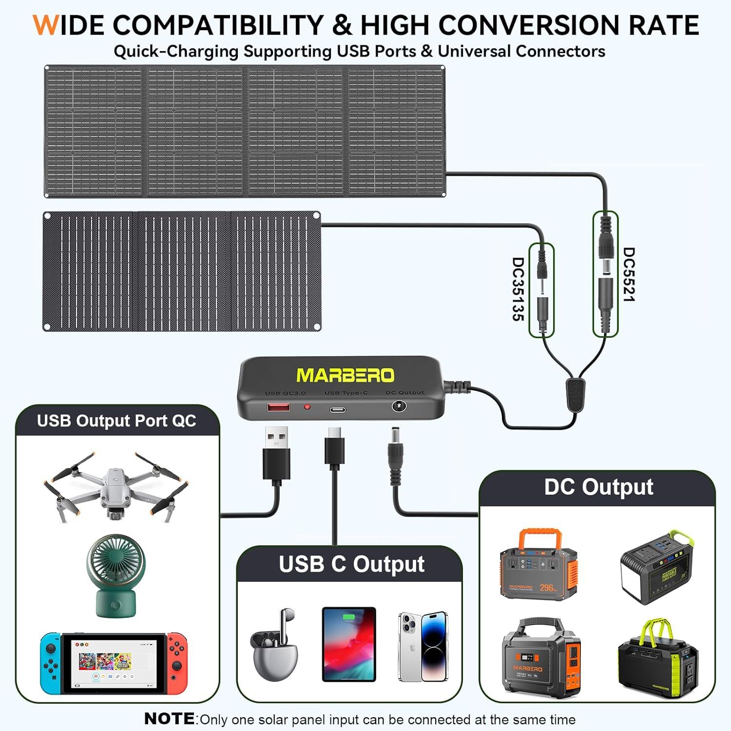 imageMARBERO Portable Power Station 240Wh 350W Peak Camping Portable Power Bank with AC Outlet 110V3USB A 2USB C 2AC2DC Solar Generator for Outdoor Travel Home Emergency HurricaneSolar GeneratorM138SL30 WITH CONNECTOR