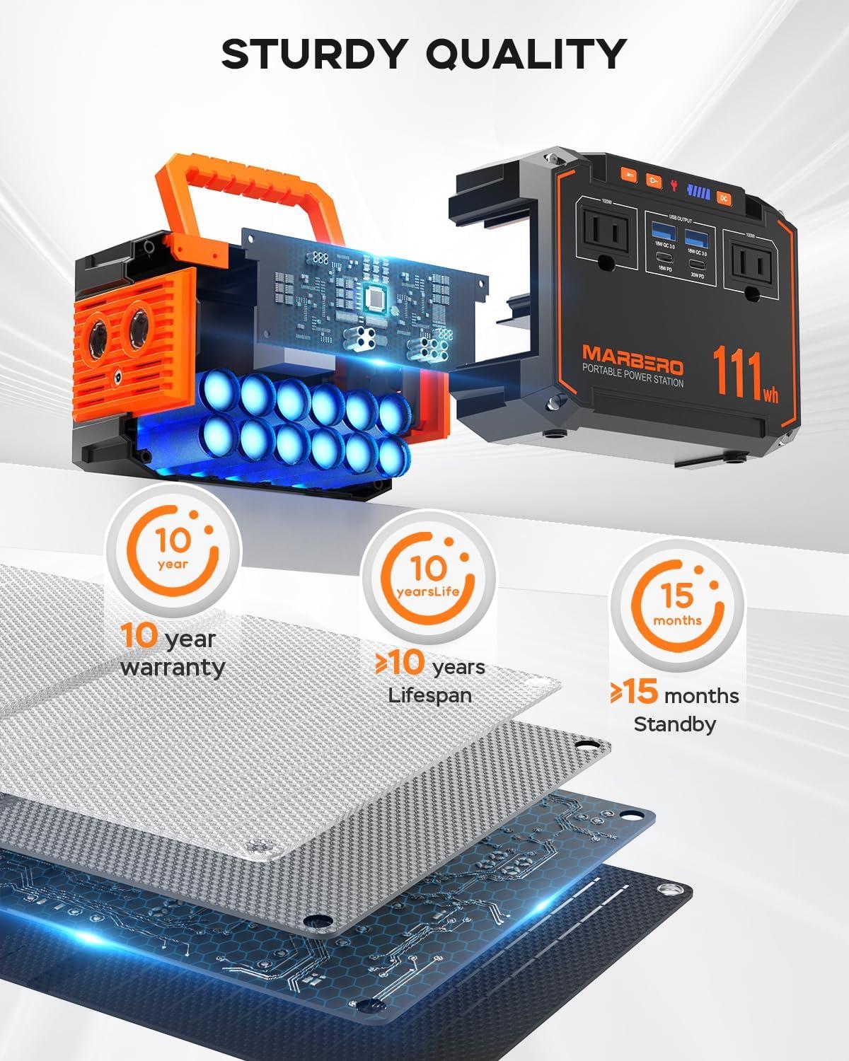 imageMARBERO Portable Power Station 240Wh 350W Peak Camping Portable Power Bank with AC Outlet 110V3USB A 2USB C 2AC2DC Solar Generator for Outdoor Travel Home Emergency HurricaneSolar GeneratorM138MAXSL30