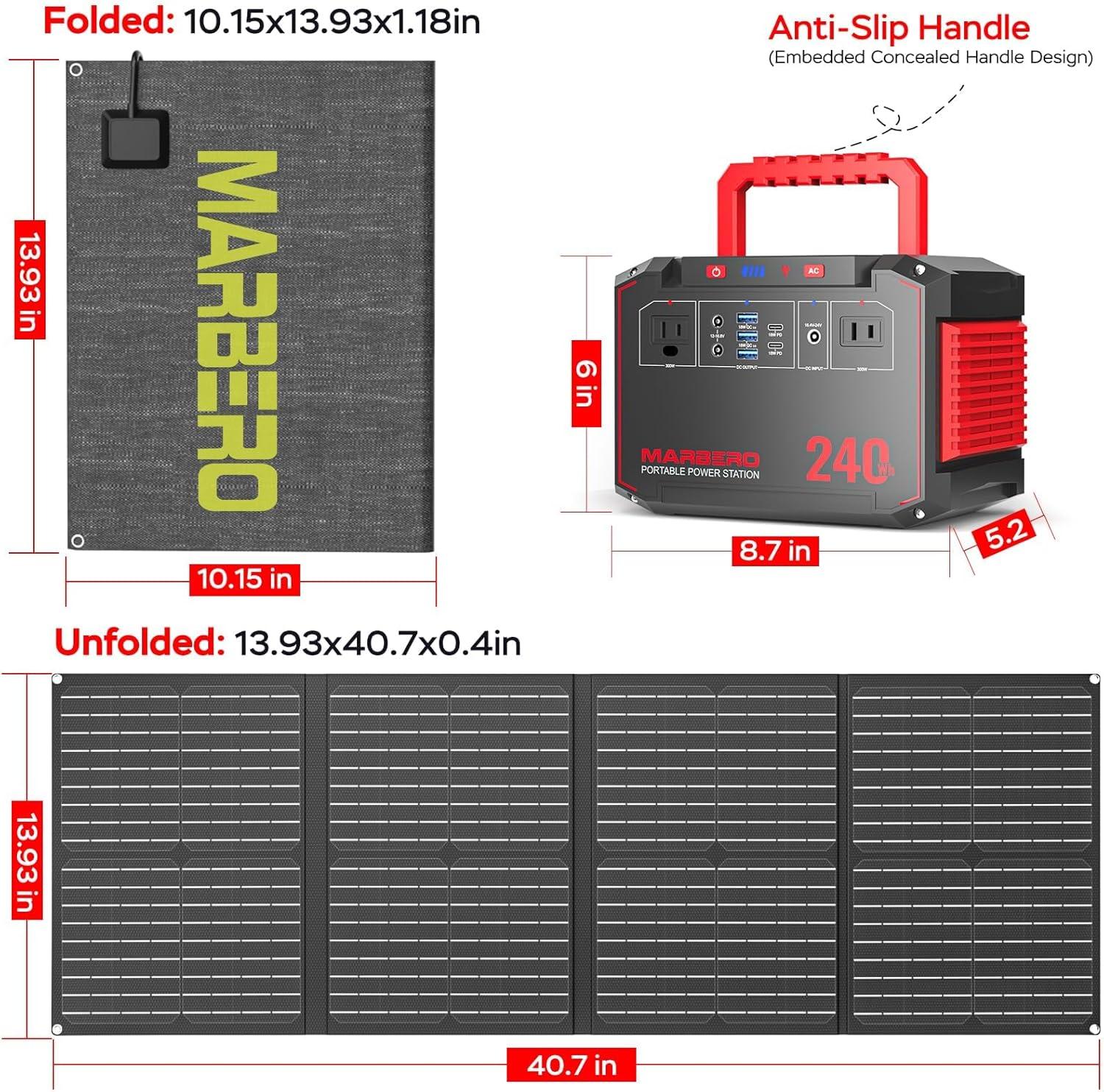 imageMARBERO Portable Power Station 240Wh 350W Peak Camping Portable Power Bank with AC Outlet 110V3USB A 2USB C 2AC2DC Solar Generator for Outdoor Travel Home Emergency HurricaneSolar GeneratorM638SL60