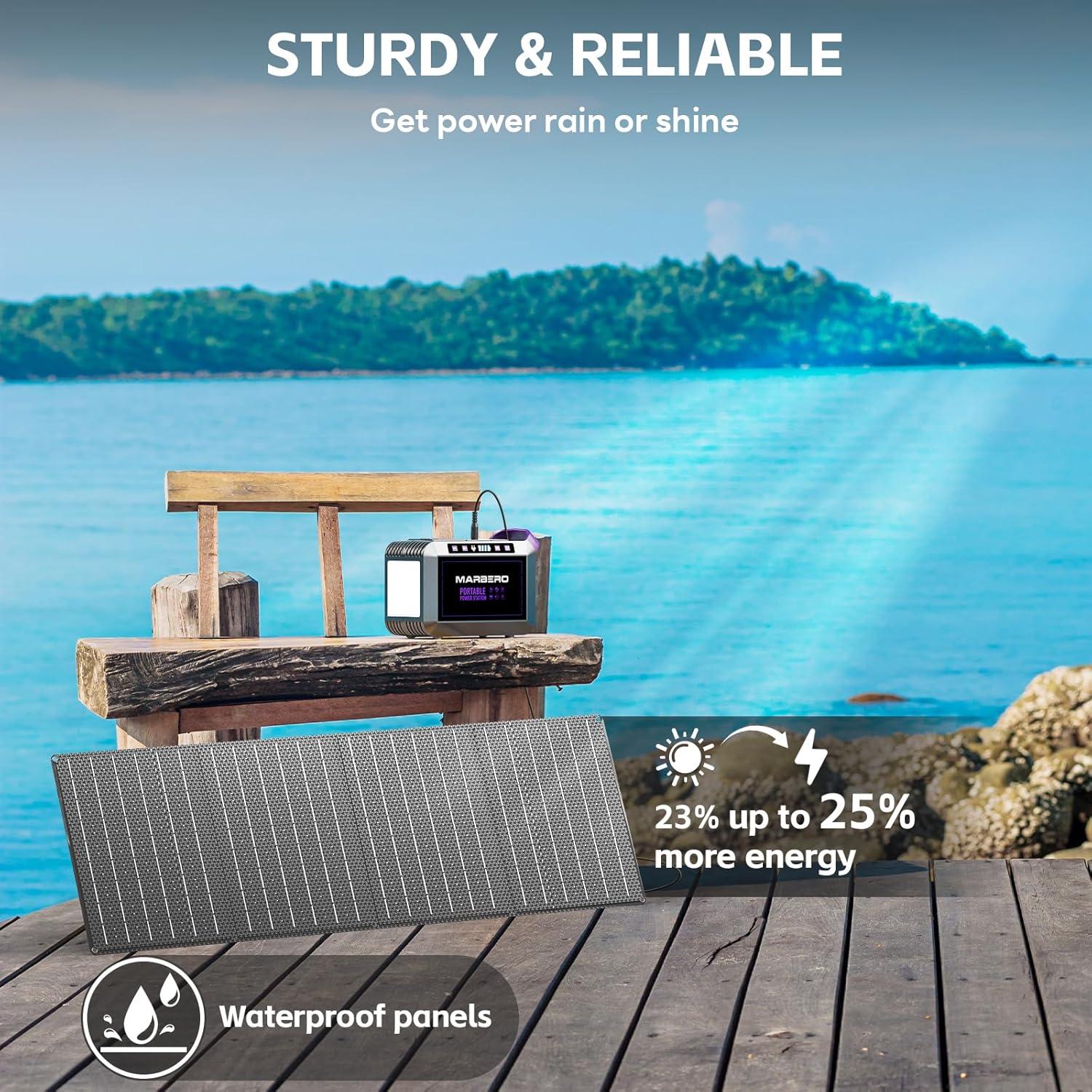 imageMARBERO Portable Power Station 88Wh Camping Lithium Battery Solar Generator Fast Charging with AC Outlet 120W Peak Power BankSolar Panel Optional for Home Backup Outdoor Emergency RV Van HuntingSOLAR GENERATOR M822MAX WITH 40W SOLAR