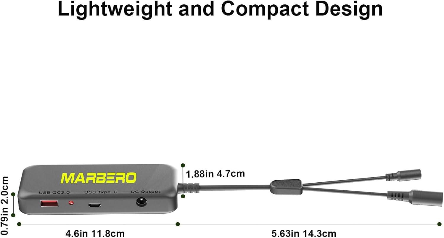 imageMARBERO Solar Panel Connector Power Hub with 2 DC Input Ports DC35135DC5521 3 Output Ports USB QC 18WUSB C PD 20WDC 36W Outlet Extender for iPhones Laptops and Protable Power Stations