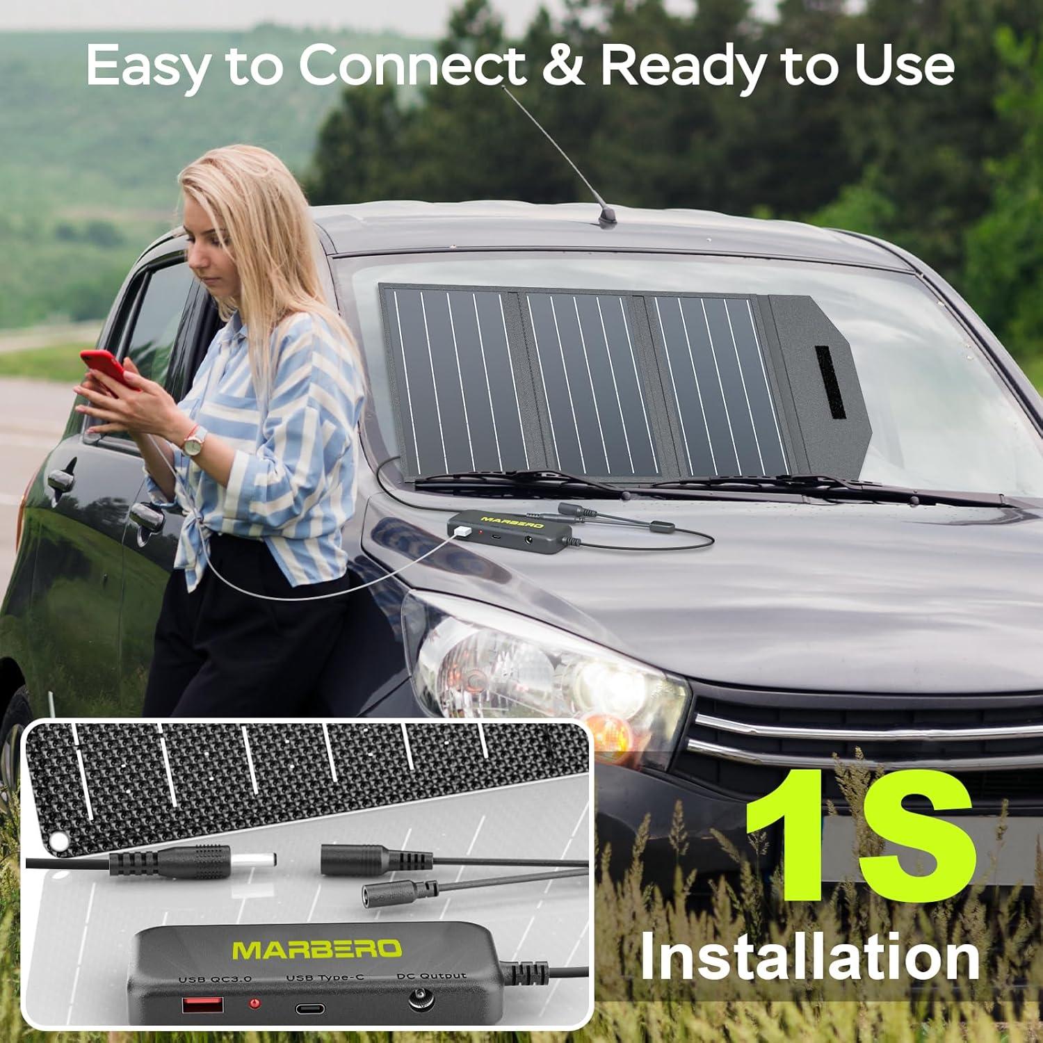imageMARBERO Solar Panel Connector Power Hub with 2 DC Input Ports DC35135DC5521 3 Output Ports USB QC 18WUSB C PD 20WDC 36W Outlet Extender for iPhones Laptops and Protable Power Stations