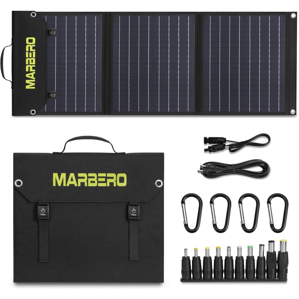 imageMARBERO 21W Portable Solar Panel Foldable Solar Panel Charger IP65 Waterproof Solar Panels 23 High Efficiency Fast Charger USB Ports ampamp DC 18V Output for Camping Outdoor Travel Emergency Cloudy60W 16  14  17