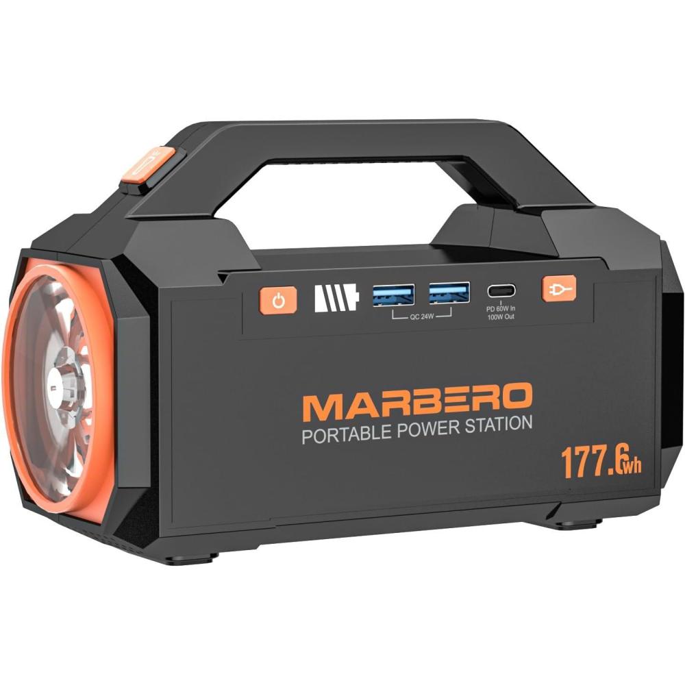 imageMARBERO PL60 Portable Power Station 888Wh with AC Outlet  227lb UltraLight Power Bank Fast Charging USBC 60W PD Builtin LED Flashlight for Backpacking ampamp EmergencyPL60ASAC178Wh