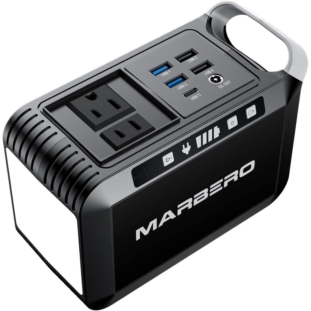 imageMARBERO Portable Power Bank with AC Outlet Peak 120W110V Portable Laptop Battery Bank 24000mAh Charger Power Supply with AC Outlet Power Station for Outdoor Camping Home Office Hurricane EmergencyM82S 888Wh 80W