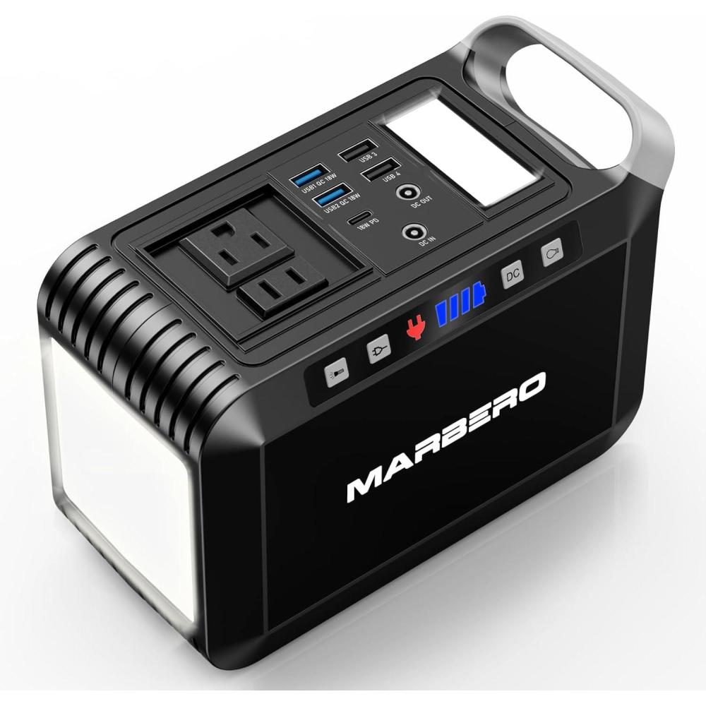 imageMARBERO Portable Power Bank with AC Outlet Peak 120W110V Portable Laptop Battery Bank 24000mAh Charger Power Supply with AC Outlet Power Station for Outdoor Camping Home Office Hurricane EmergencyM823S 237Wh 300W