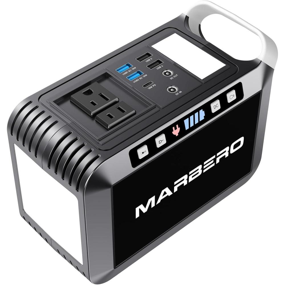 imageMARBERO Portable Power Bank with AC Outlet Peak 120W110V Portable Laptop Battery Bank 24000mAh Charger Power Supply with AC Outlet Power Station for Outdoor Camping Home Office Hurricane EmergencyM822S200W40000mAh