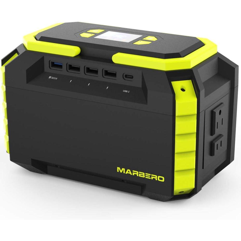 imageMARBERO Portable Power Station 150Wh Camping Solar Generator Laptop Charger Power Bank with AC Outlet 110V 150W Peak with 4USB 4DC Ports LED Flashlights for CPAP Home Camping Hurricane EmergencyM440 222WH 200W