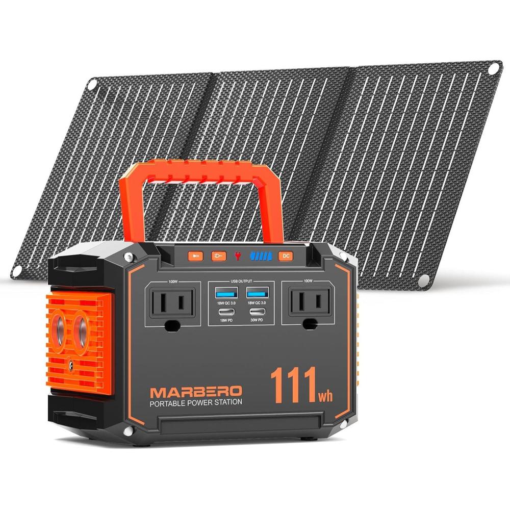 imageMARBERO Portable Power Station 240Wh 350W Peak Camping Portable Power Bank with AC Outlet 110V3USB A 2USB C 2AC2DC Solar Generator for Outdoor Travel Home Emergency HurricaneSolar GeneratorM138MAXSL30
