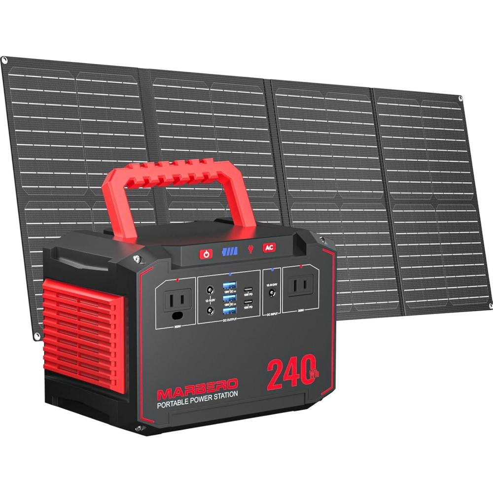 imageMARBERO Portable Power Station 240Wh 350W Peak Camping Portable Power Bank with AC Outlet 110V3USB A 2USB C 2AC2DC Solar Generator for Outdoor Travel Home Emergency HurricaneSolar GeneratorM638SL60