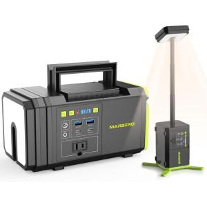 imageMARBERO 118Wh Portable Power Station with Telescopic Camping Lights for Camping Hiking 32000mAh 160W Max Power Bank with AC Outlet USB DC Output Solar Generator with Telecoping Light EmergencyPL100 100W 118WH