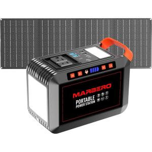 imageMARBERO 200W Portable Power Station 148Wh Camping Solar Generator Laptop Power Bank with AC Outlet 110V DC USB QC30 LED Flashlights for CPAP Home Outdoor Trip Emergency BackupSOLAR GENERATOR M822 WITH 40W SOLAR